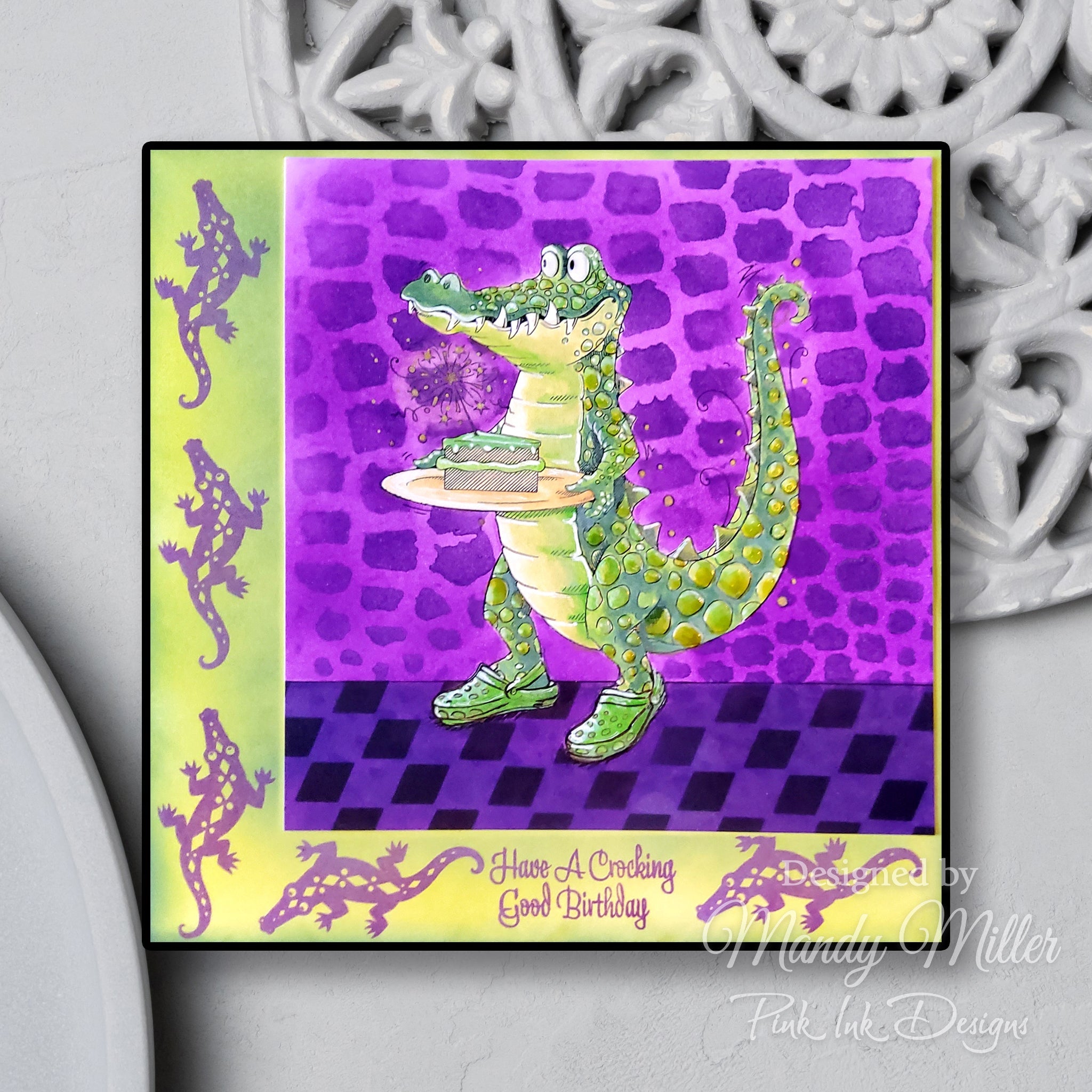 Pink Ink Designs What's Up Croc? 6 in x 8 in Clear Stamp Set