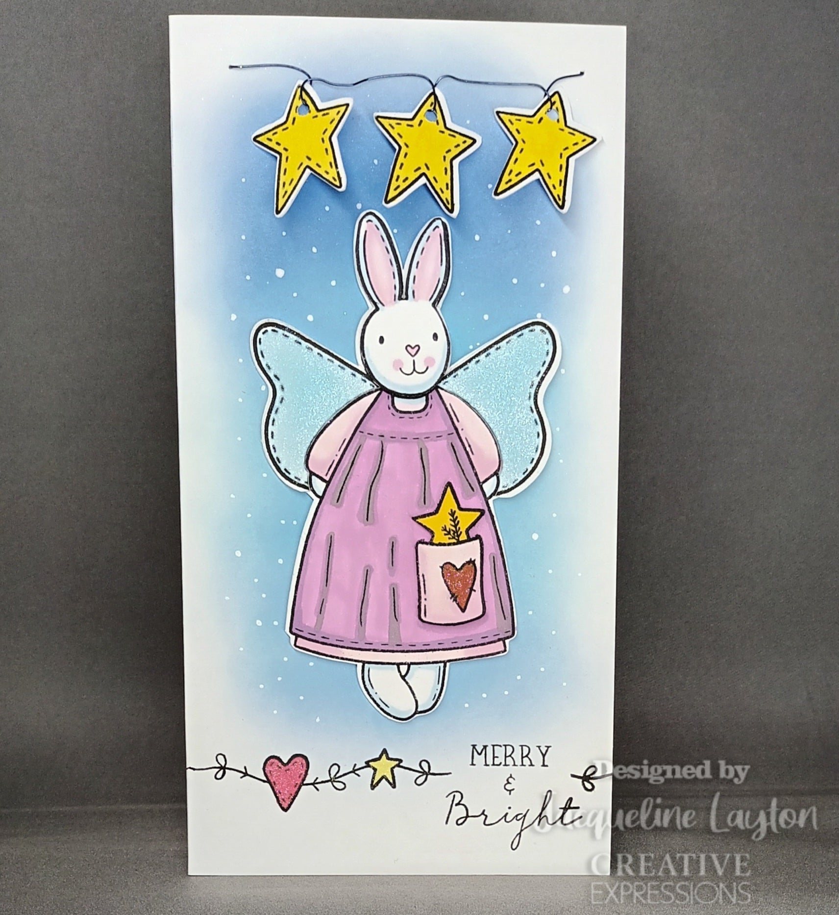 Creative Expressions Sam Poole Angel Bunny 6 in x 4 in Clear Stamp Set