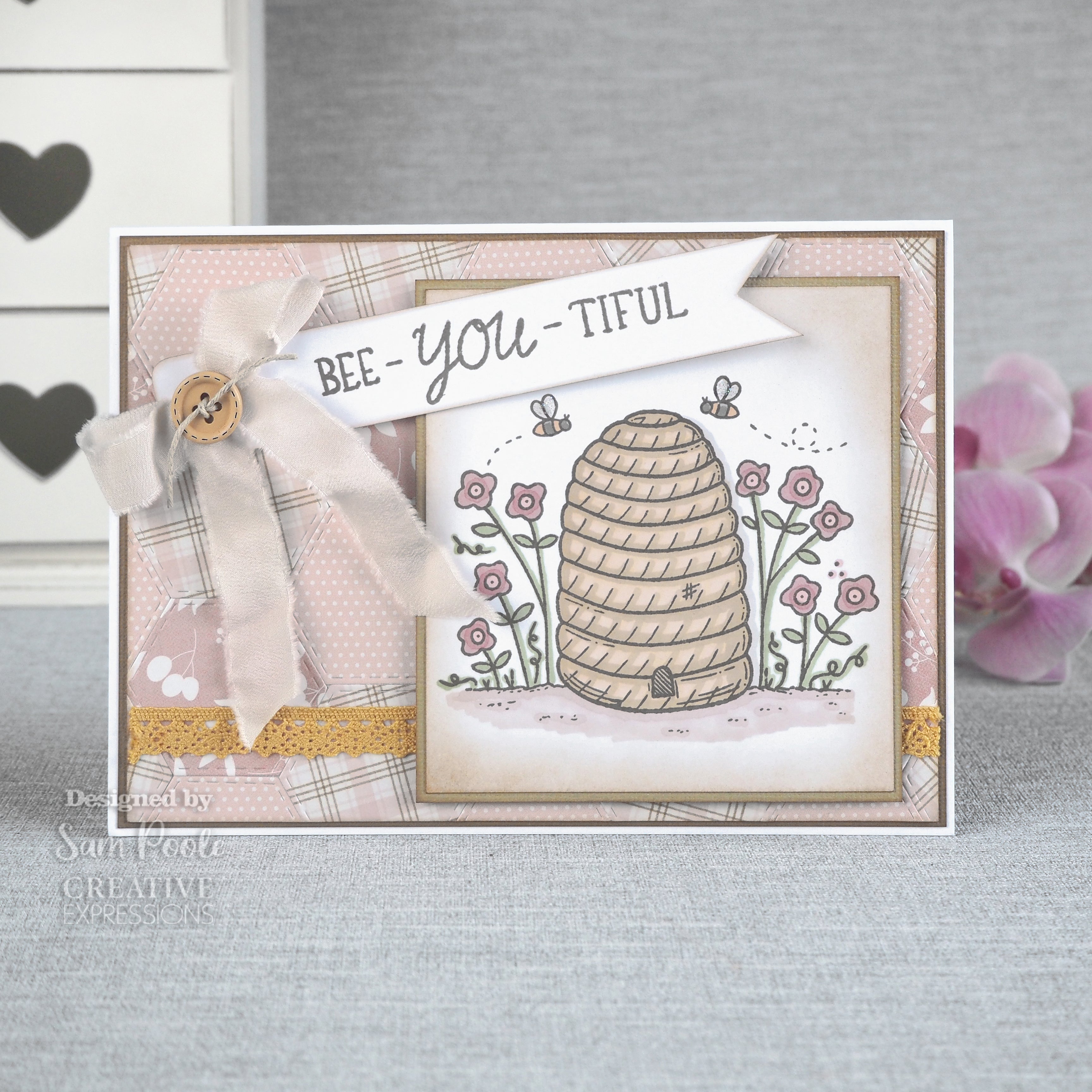 Creative Expressions Sam Poole Bee-you-tiful Beehive 6 in x 4 in Clear Stamp Set