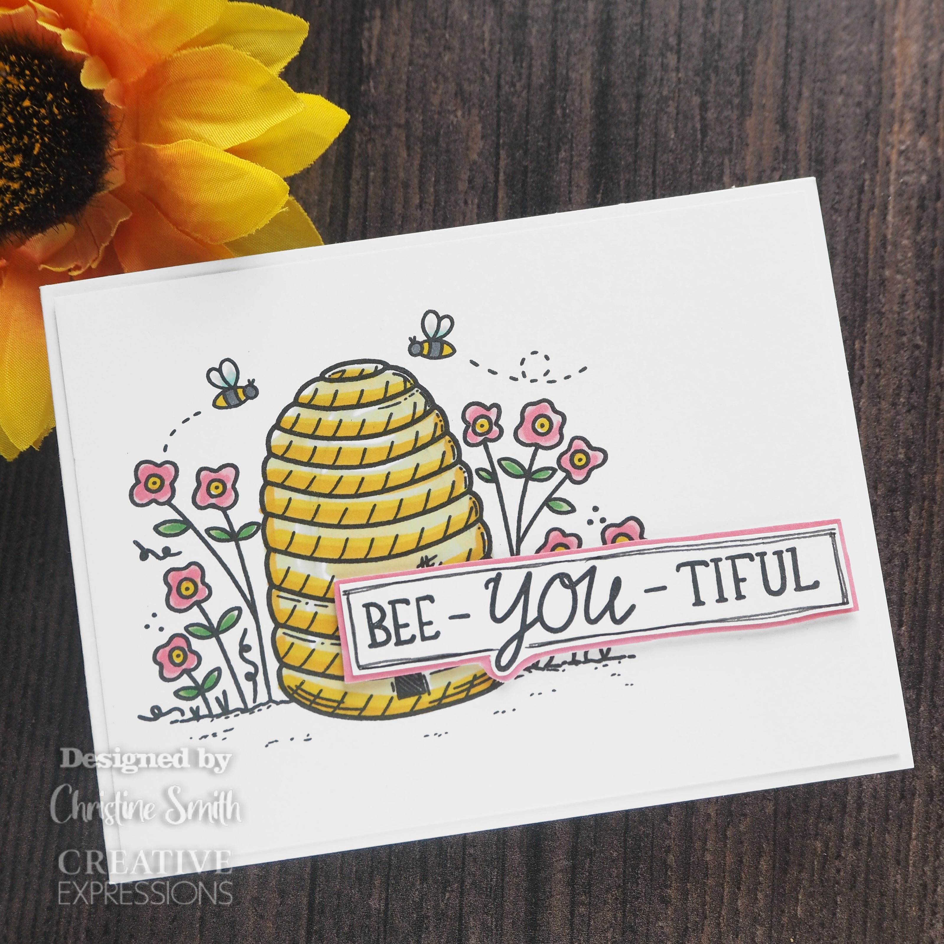 Creative Expressions Sam Poole Bee-you-tiful Beehive 6 in x 4 in Clear Stamp Set