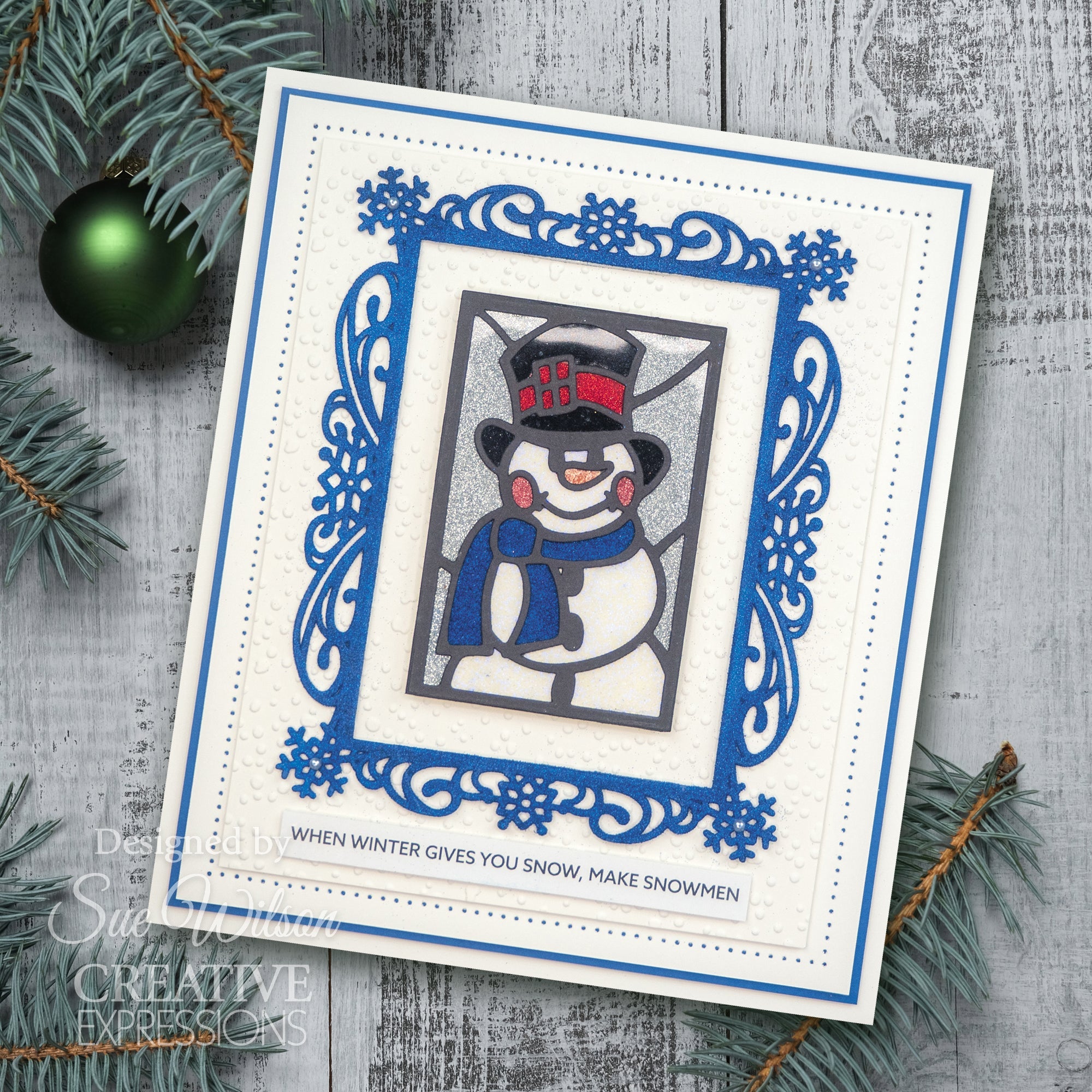 Creative Expressions Sue Wilson Festive Stained Glass Snowman Craft Die
