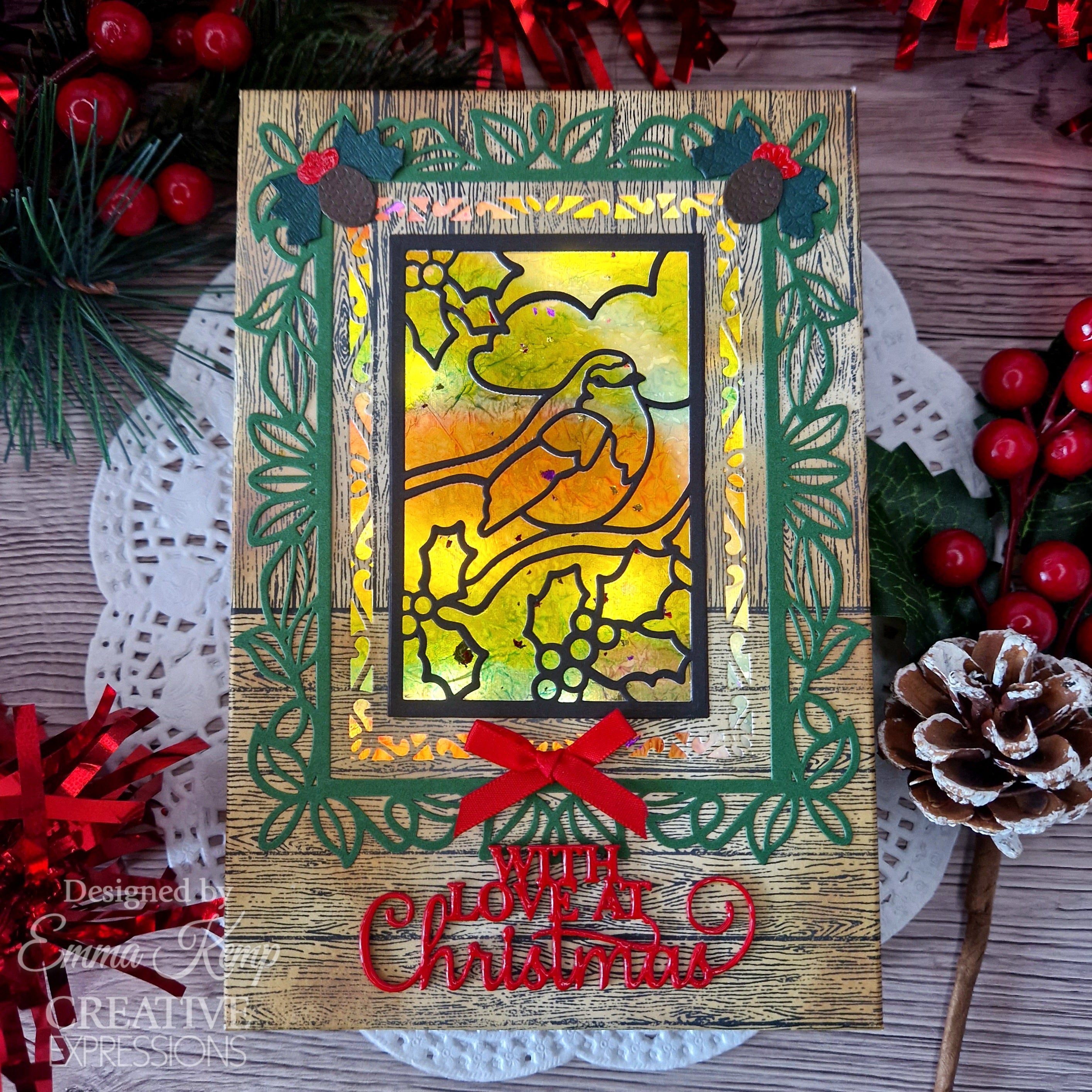 Creative Expressions Sue Wilson Festive Stained Glass Christmas Songbird Craft Die