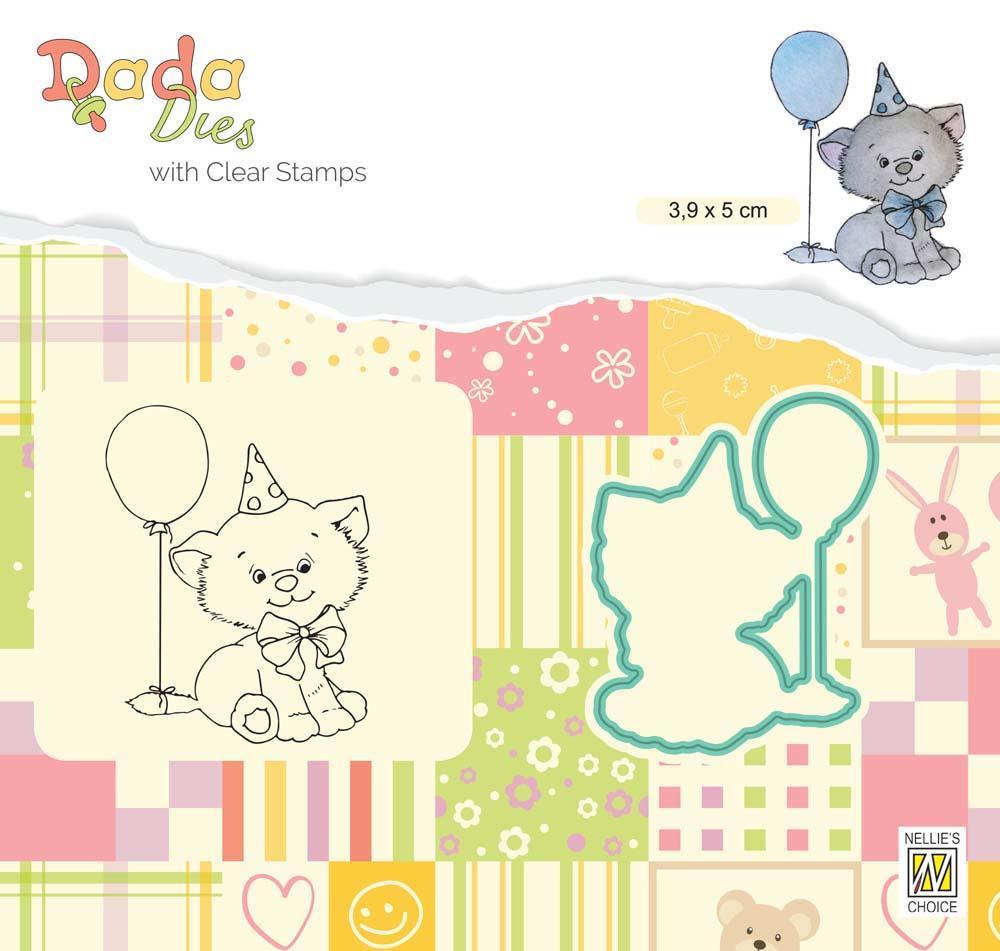 DADA Set Die & Clear stamp Birthday Kitten