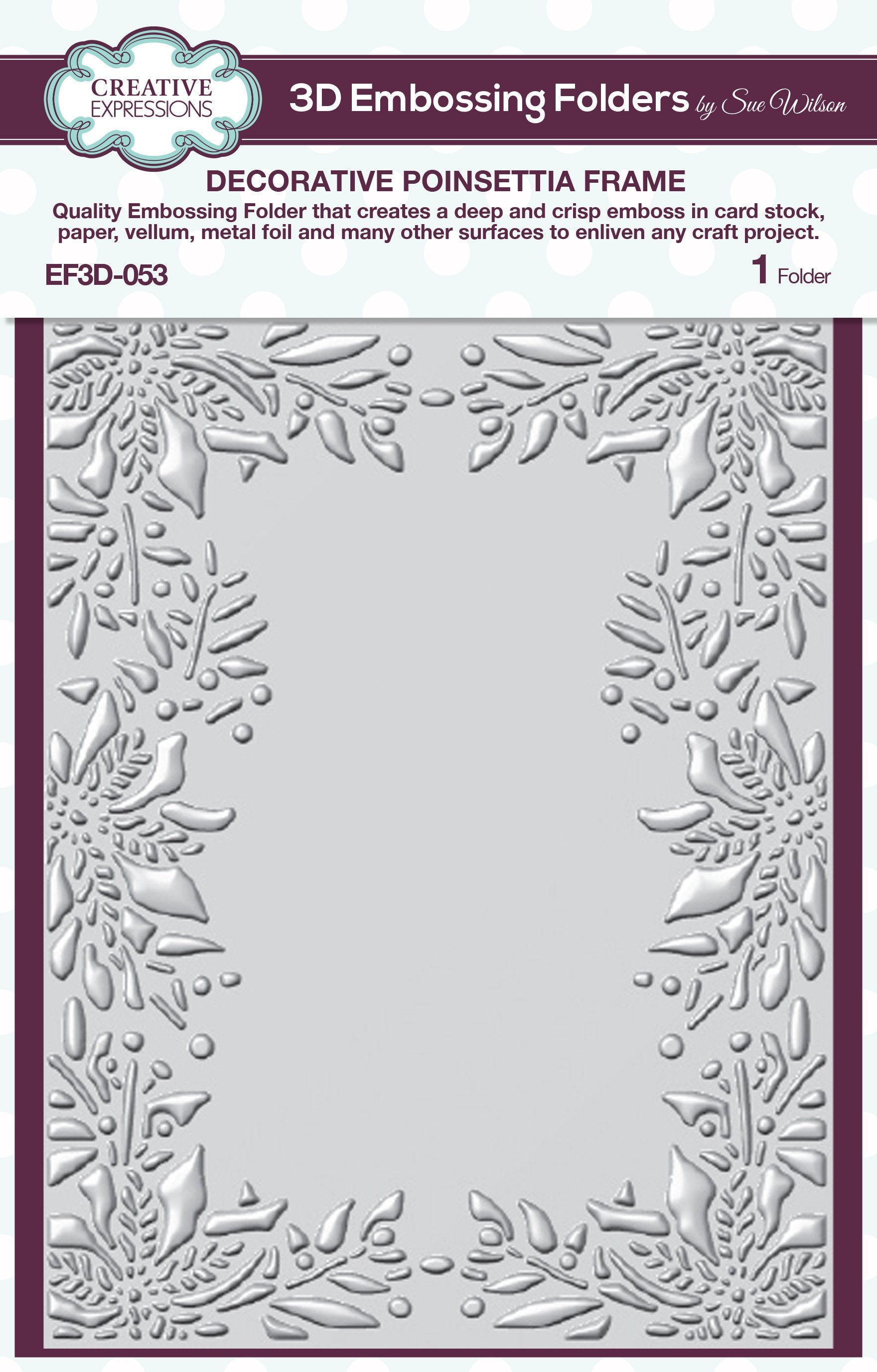 Creative Expressions Decorative Poinsettia Frame  5 3/4 in x 7 1/2 in 3D Embossing Folder