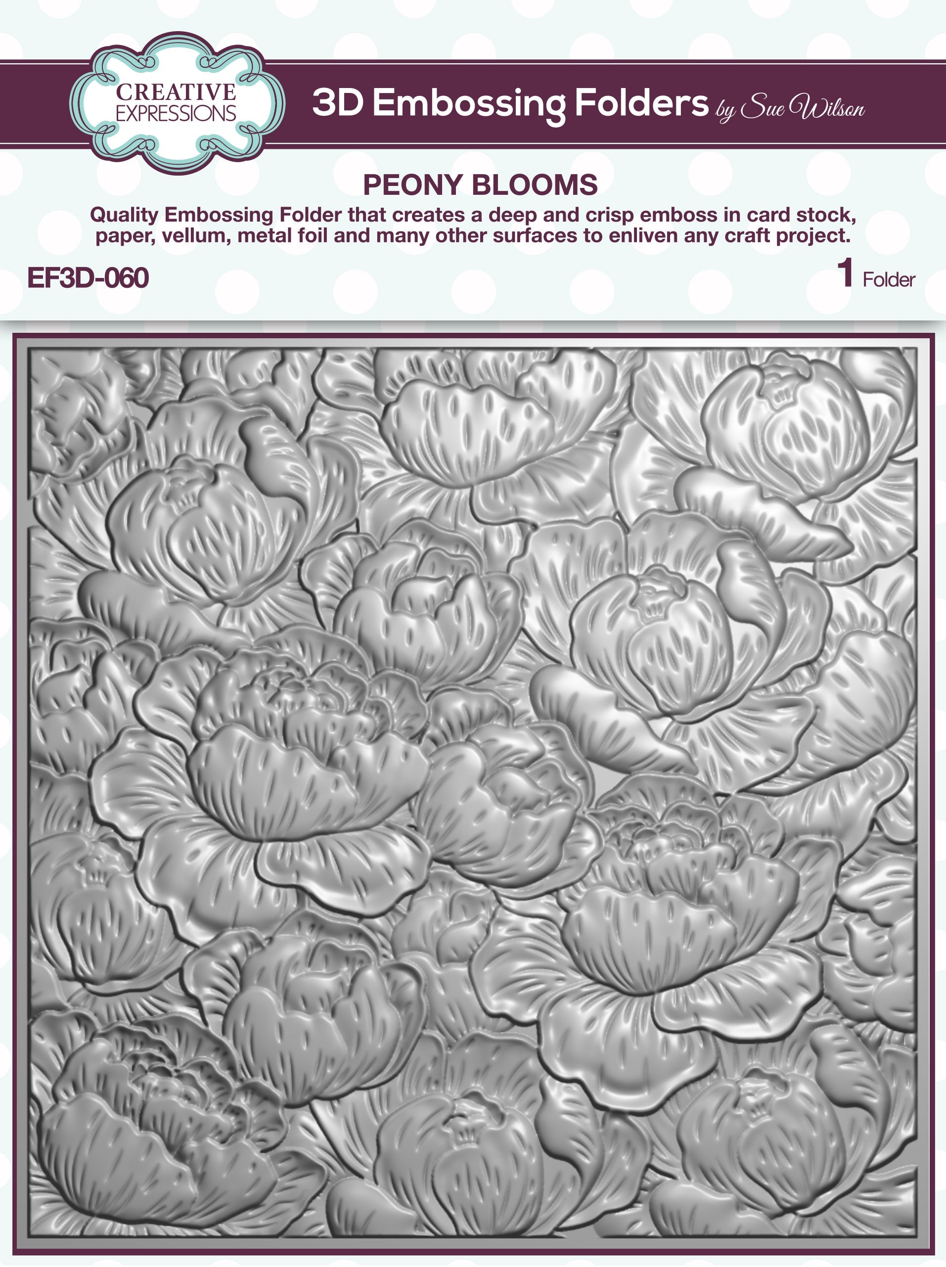 Creative Expressions Peony Blooms 6 in x 6 in 3D Embossing Folder