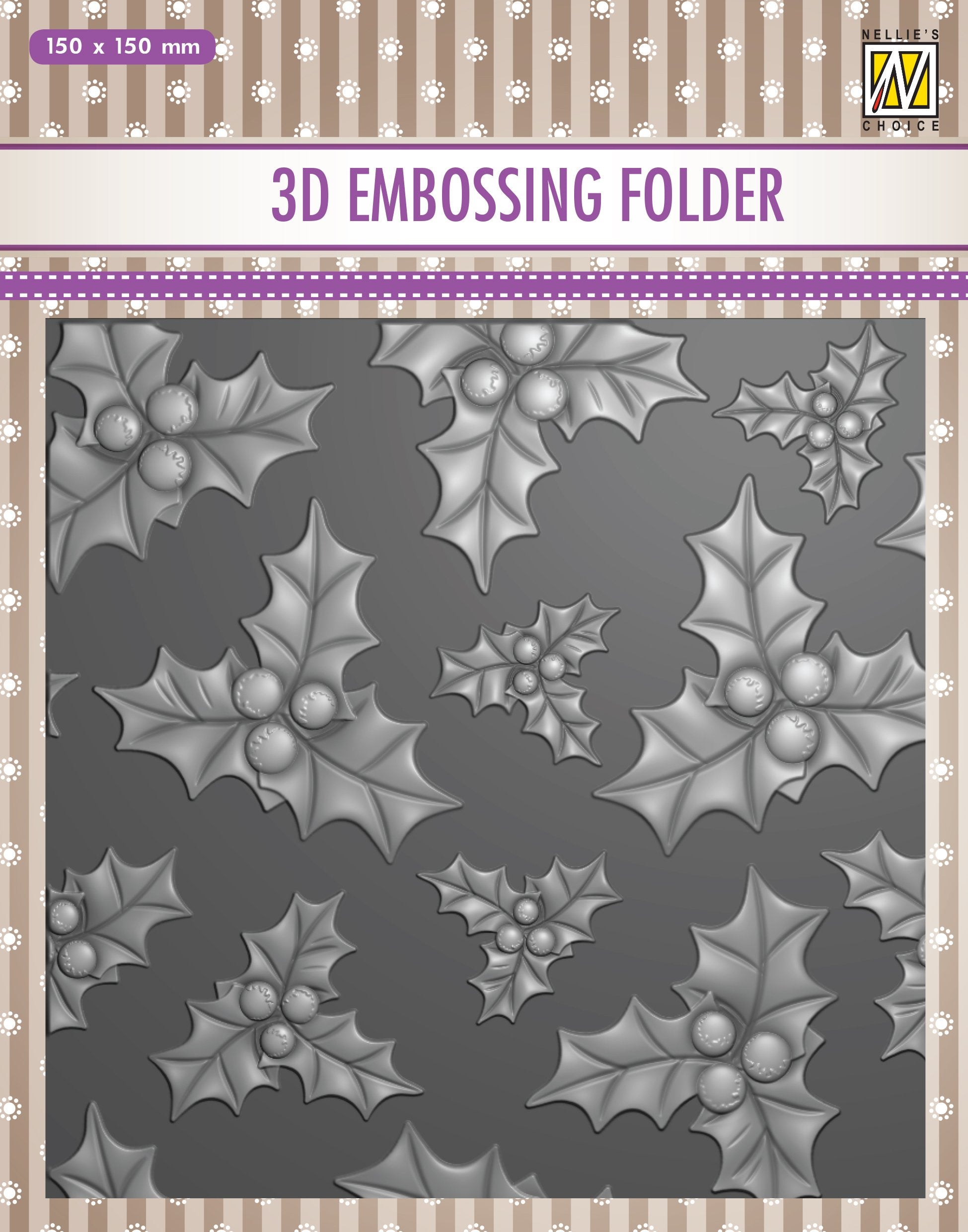 3D Embossing Folder - Holly Leaves & Berries