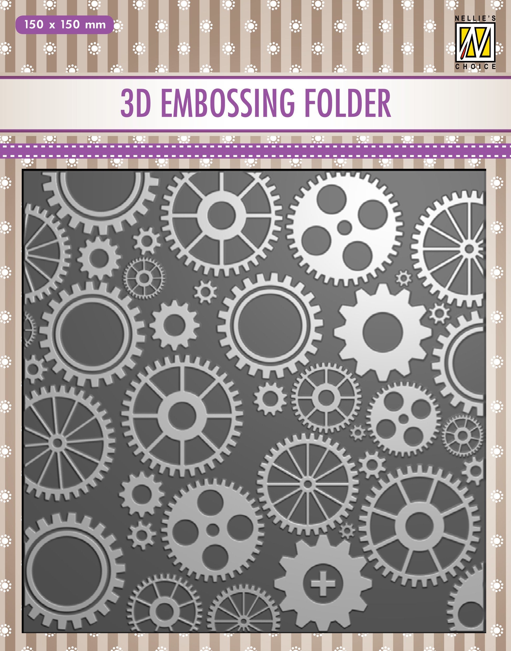 Nellie's Choice 3D Embossing Folder - Cogwheels
