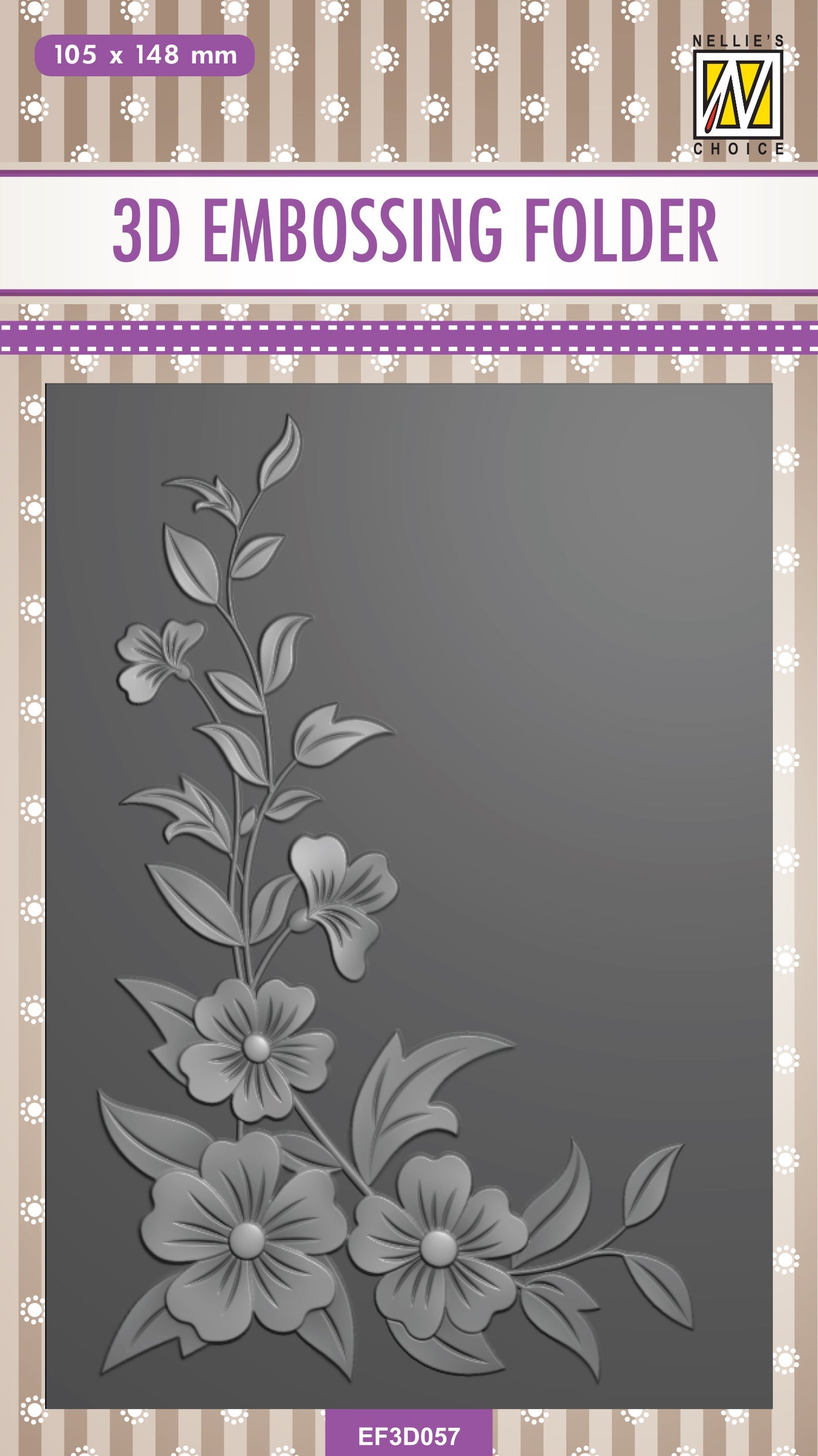 Nellie's Choice 3D Embossing Folder Rectangle - Flower Corner 2