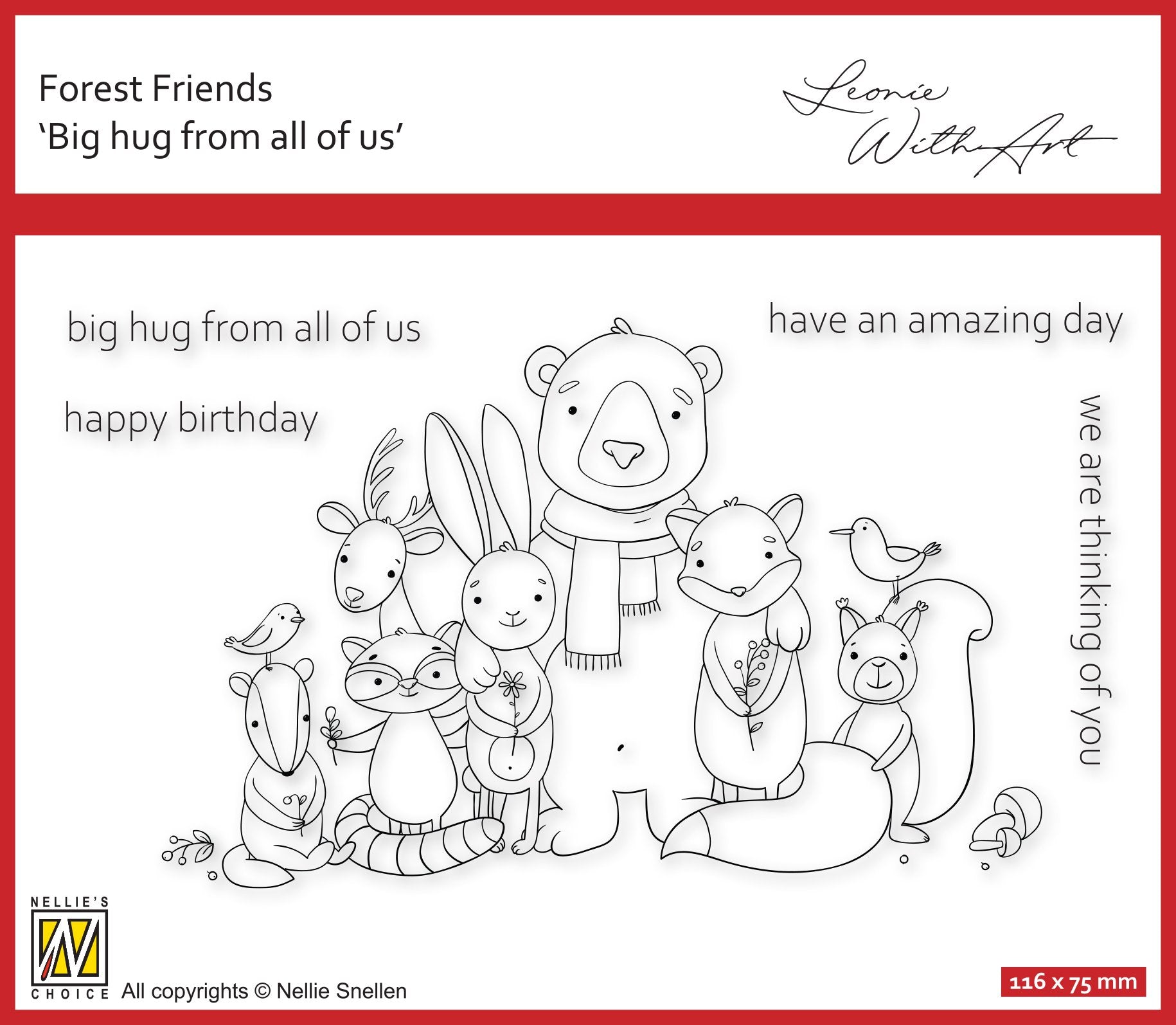 Nellie's Choice Clear Stamp Forest Friends-Big Hug From All Of Us