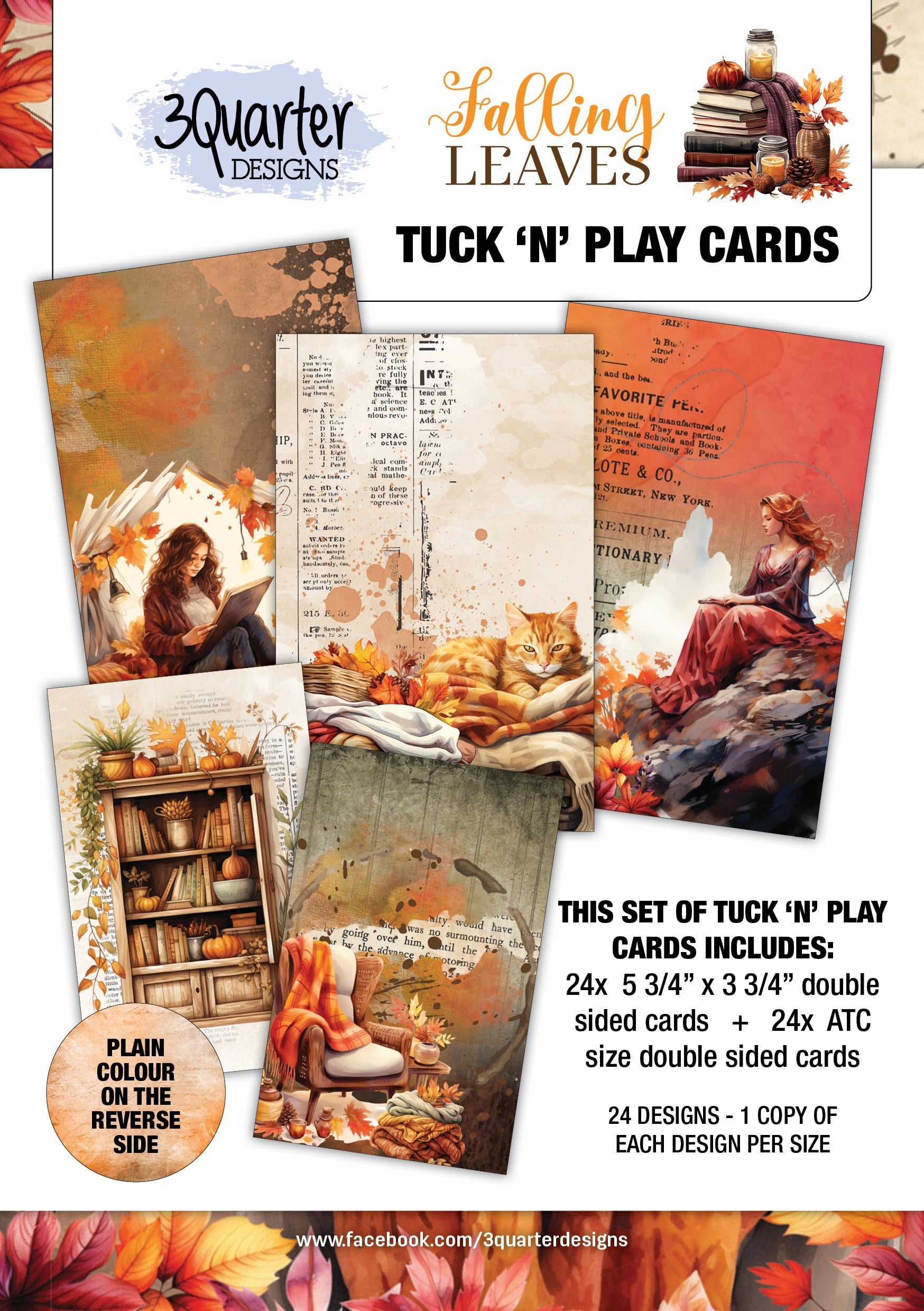3Quarter Designs Falling Leaves - Tuck N Play Cards
