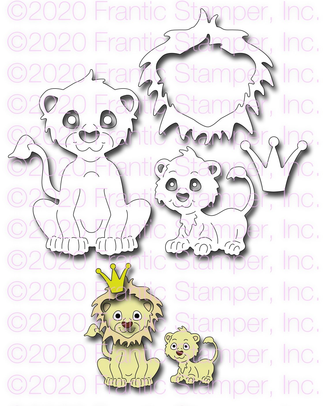 Frantic Stamper Cute Lion Family die set