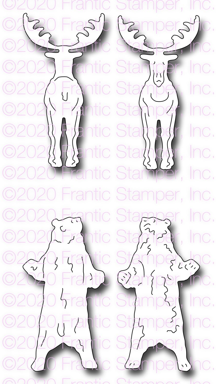 Frantic Stamper Precision Die - Front & Back Moose & Bear