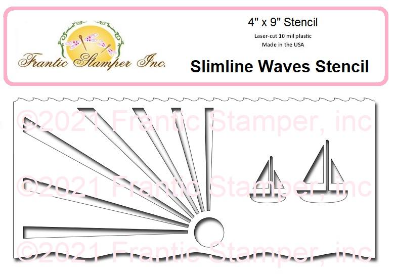 Frantic Stamper - Slimeline Stencil - Wave (4"x9")