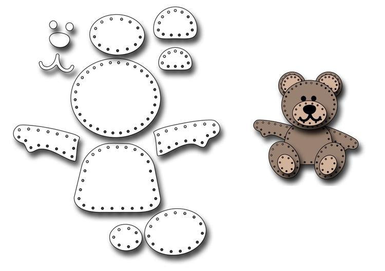 Frantic Stamper Precision Die - Felt Teddy Bear Parts