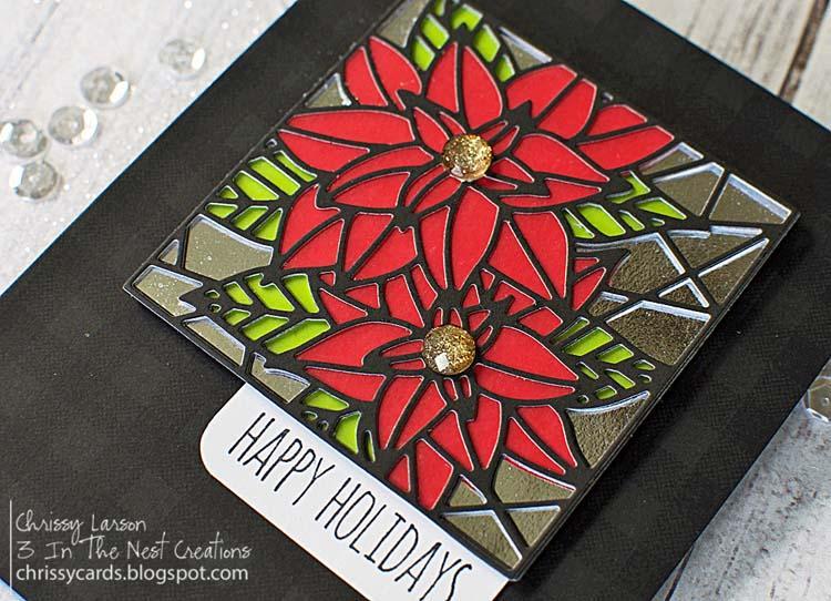 Frantic Stamper Precision Die - Poinsettia Stained-glass Square