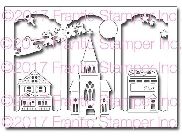 Frantic Stamper Precision Die - Triptych Village Card Panel