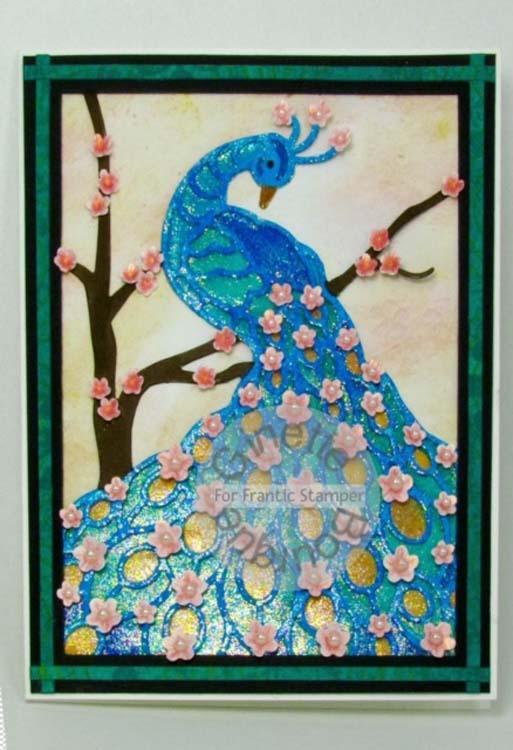 Frantic Stamper Precision Die - Perched Peacock Card Panel