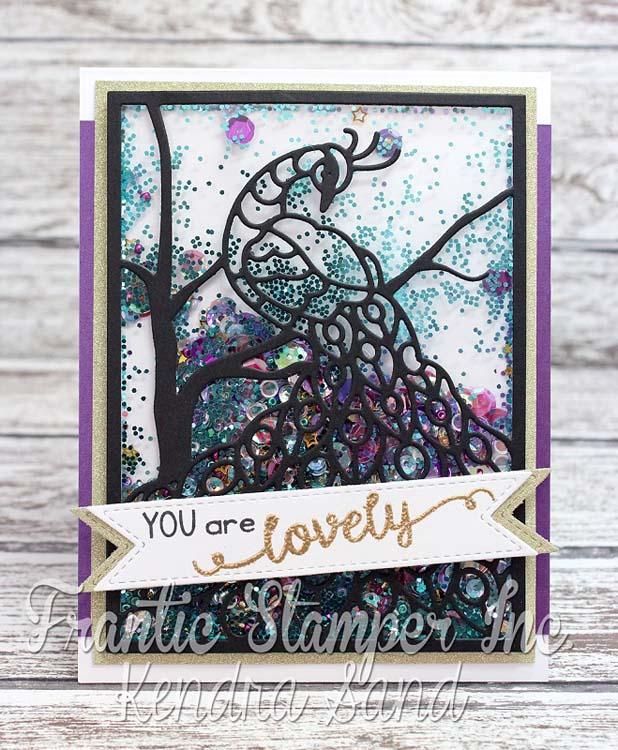 Frantic Stamper Precision Die - Perched Peacock Card Panel