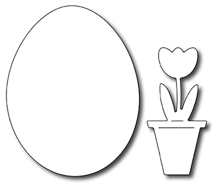 Frantic Stamper Precision Die - Solid Egg (with bonus Potted Tulip)