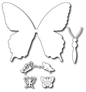 Frantic Stamper Precision Die - Large Solid Swallowtail + Butterfly Icons