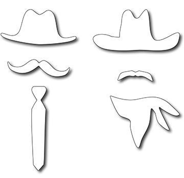 Frantic Stamper Precision Die - American Dads Hats & Mustaches (set of 6 dies)
