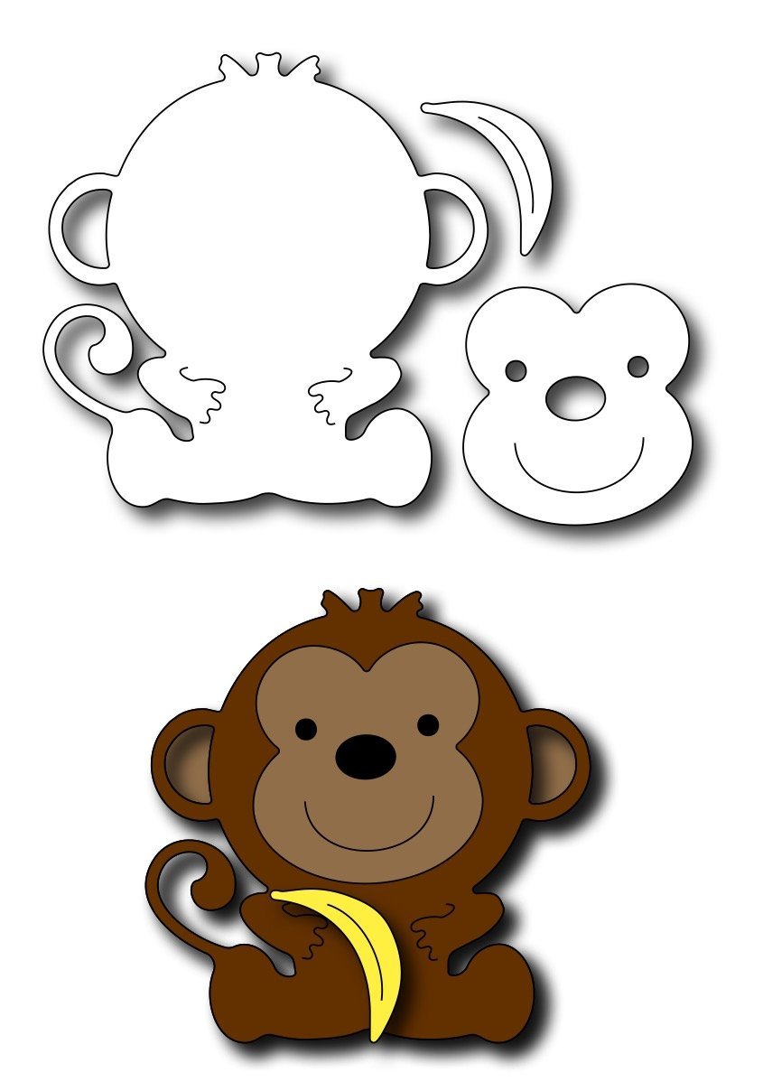 Frantic Stamper Precision Die - Baby Monkey