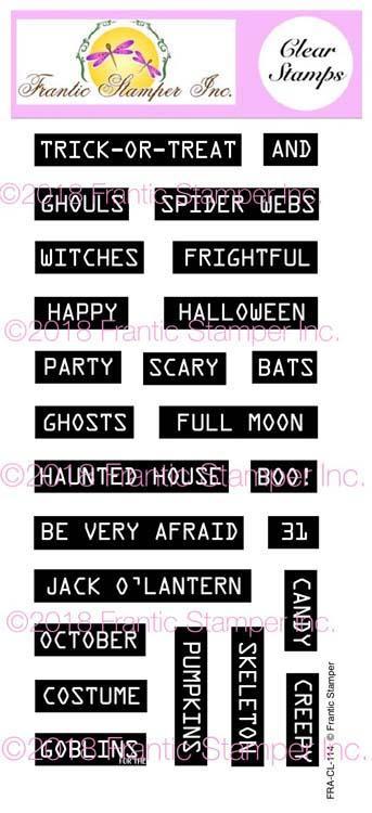 Frantic Stamper Clear Stamp Set - Retro Label Maker Halloween Sentiments