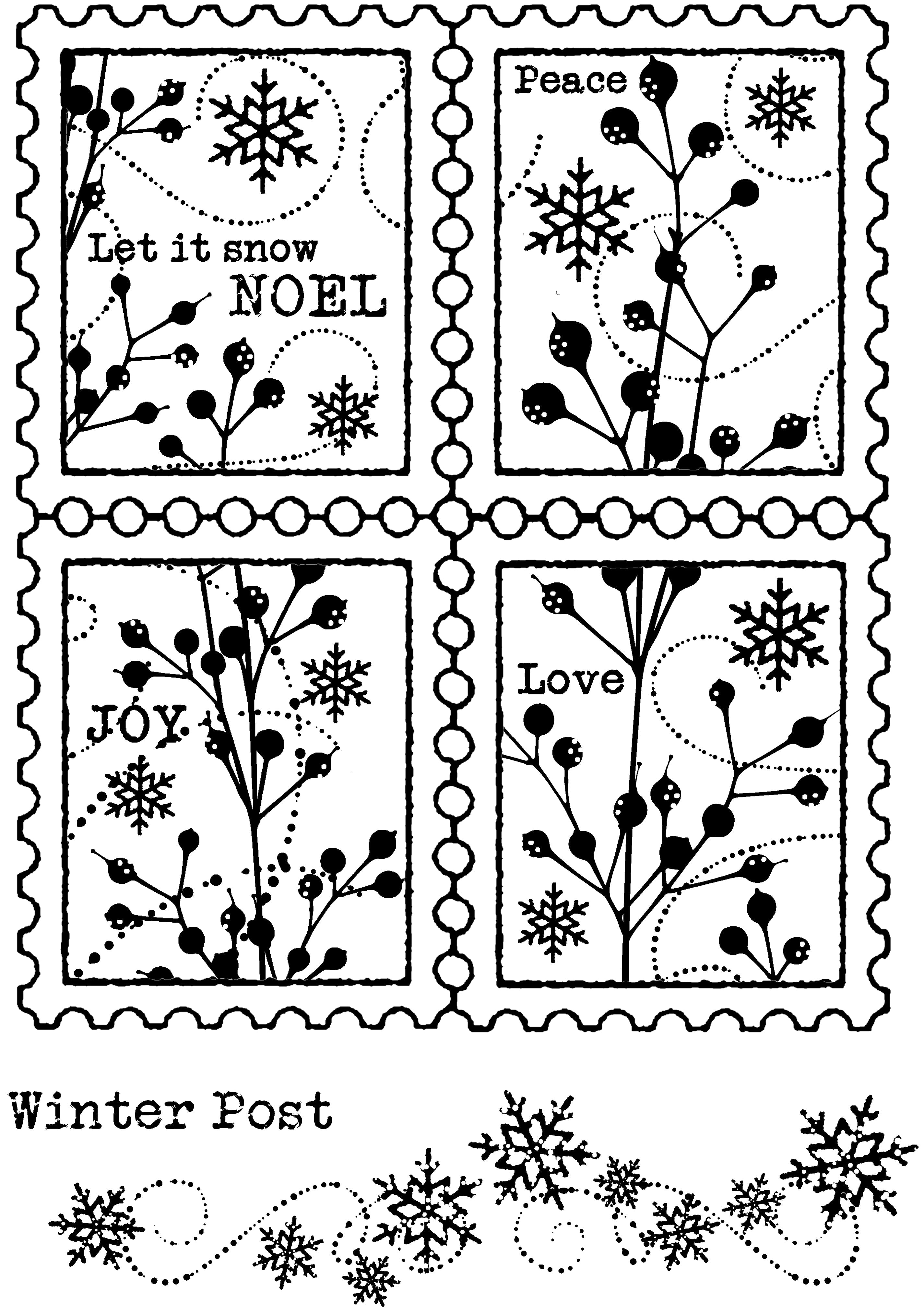 Woodware Clear Singles Winter Postage 4 in x 6 in Stamp Set