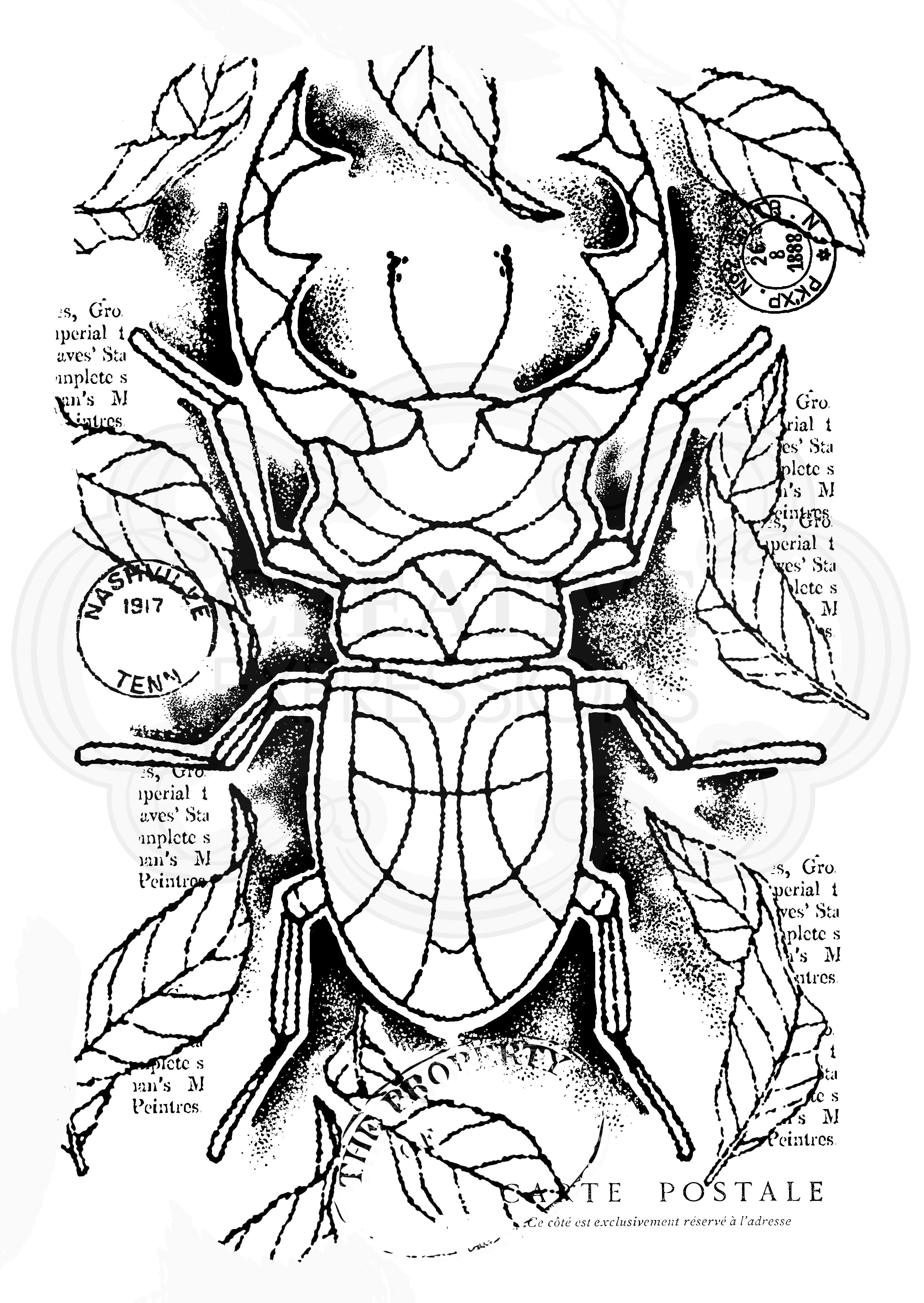 Woodware Clear Singles Stag Beetle 4 in x 6 in Stamp