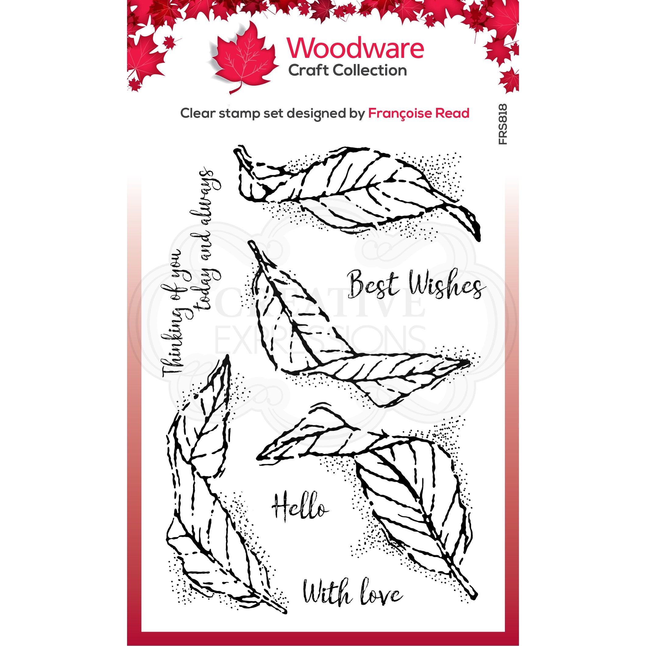 Woodware Clear Singles Fluttering Leaves 4 in x 6 in Stamp