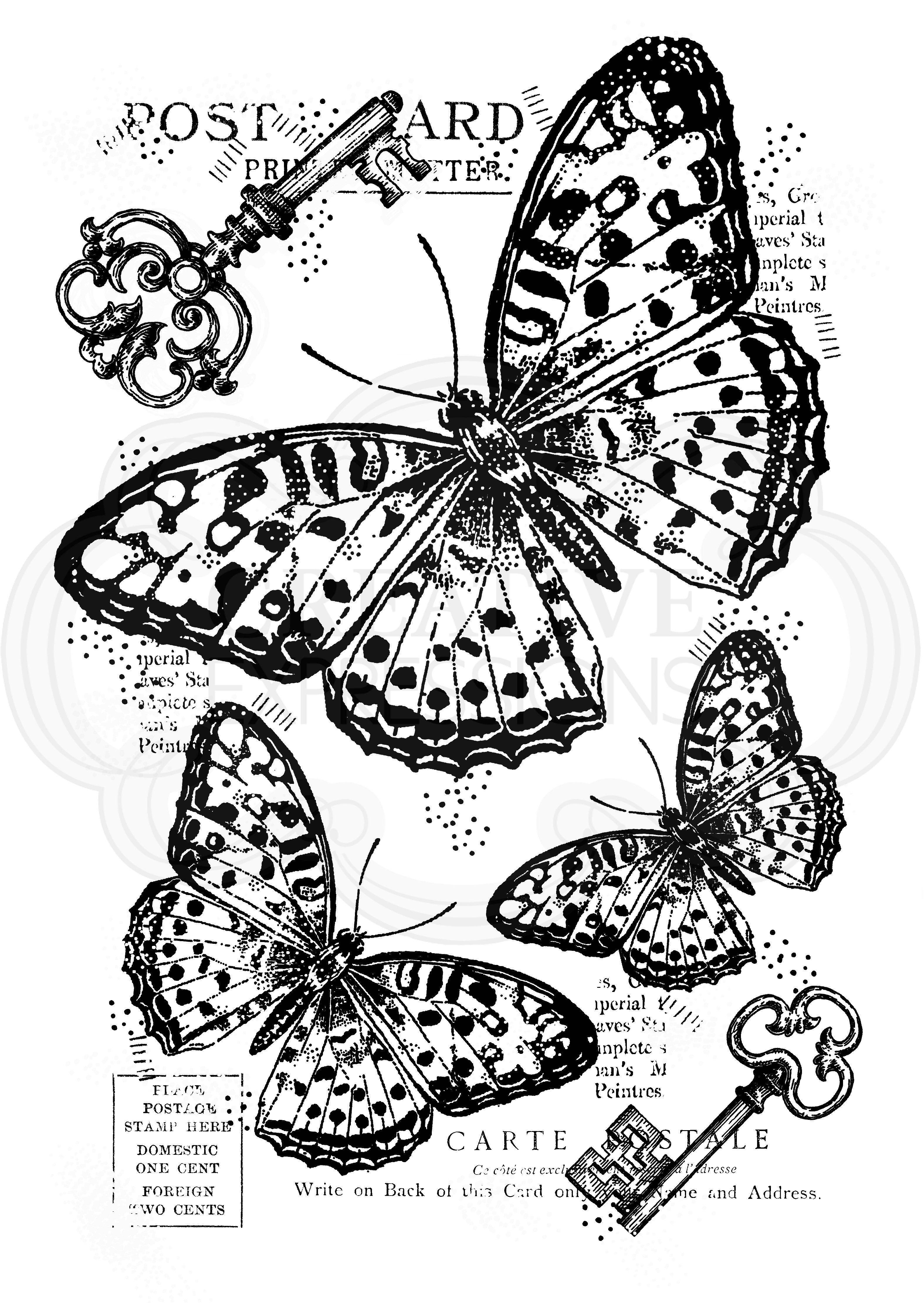 Woodware Clear Singles Three Butterflies 4 in x 6 in Stamp
