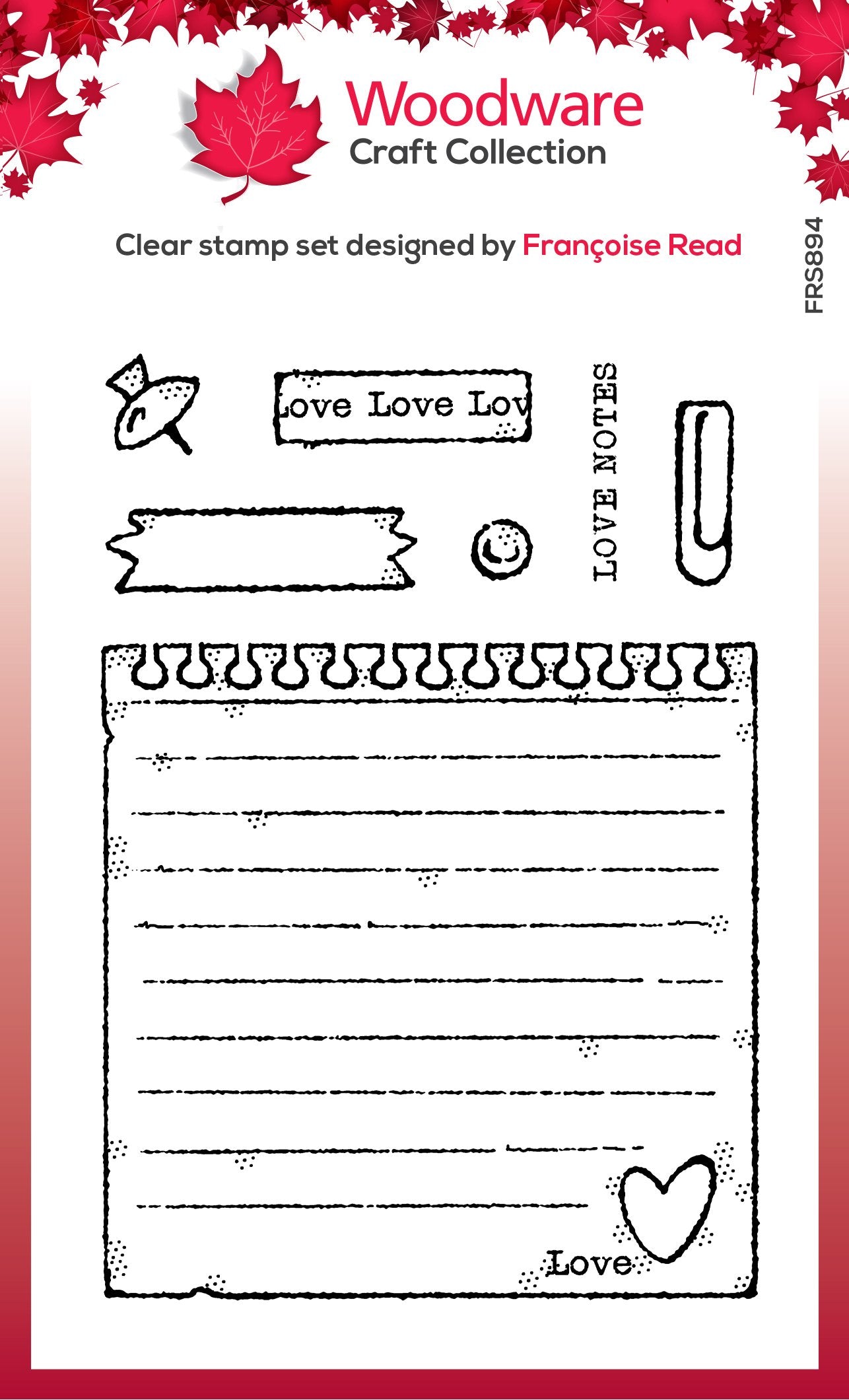 Woodware Clear Singles Love Notes 4 in x 6 in Stamp