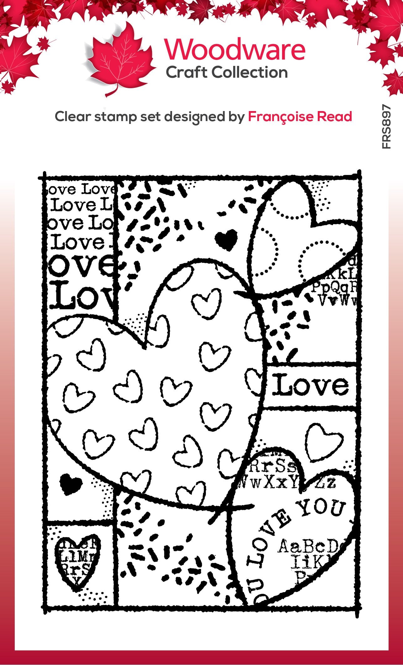 Woodware Clear Singles Heart Collage 4 in x 6 in Stamp