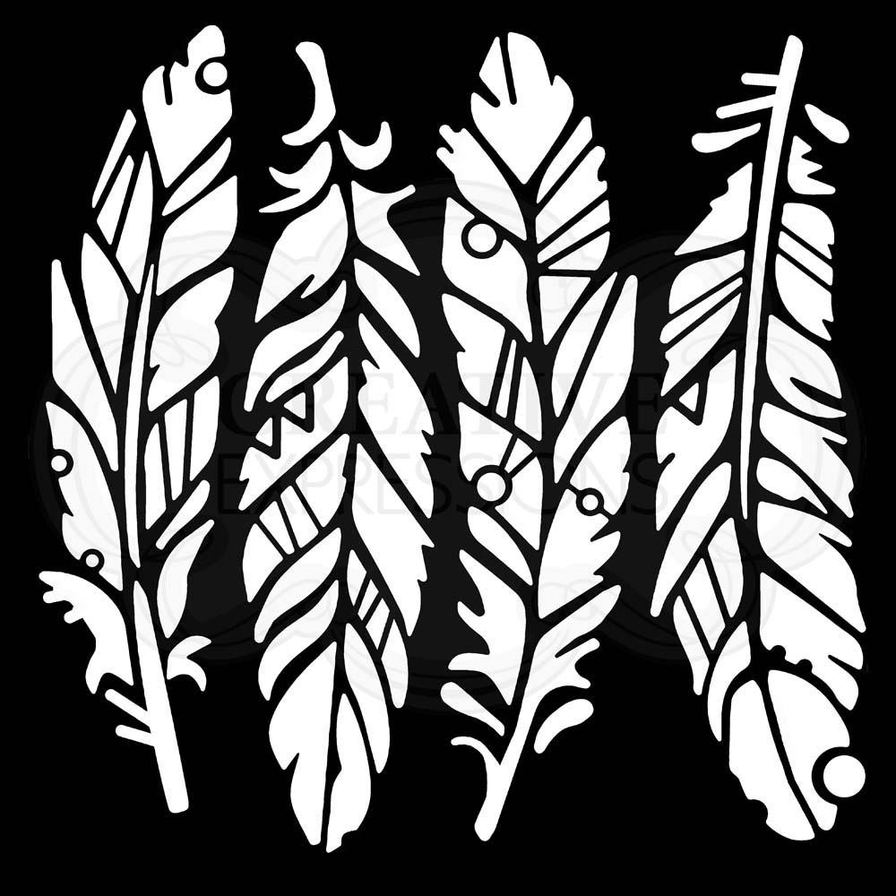 Woodware Fancy Feathers 6 in x 6 in Stencil