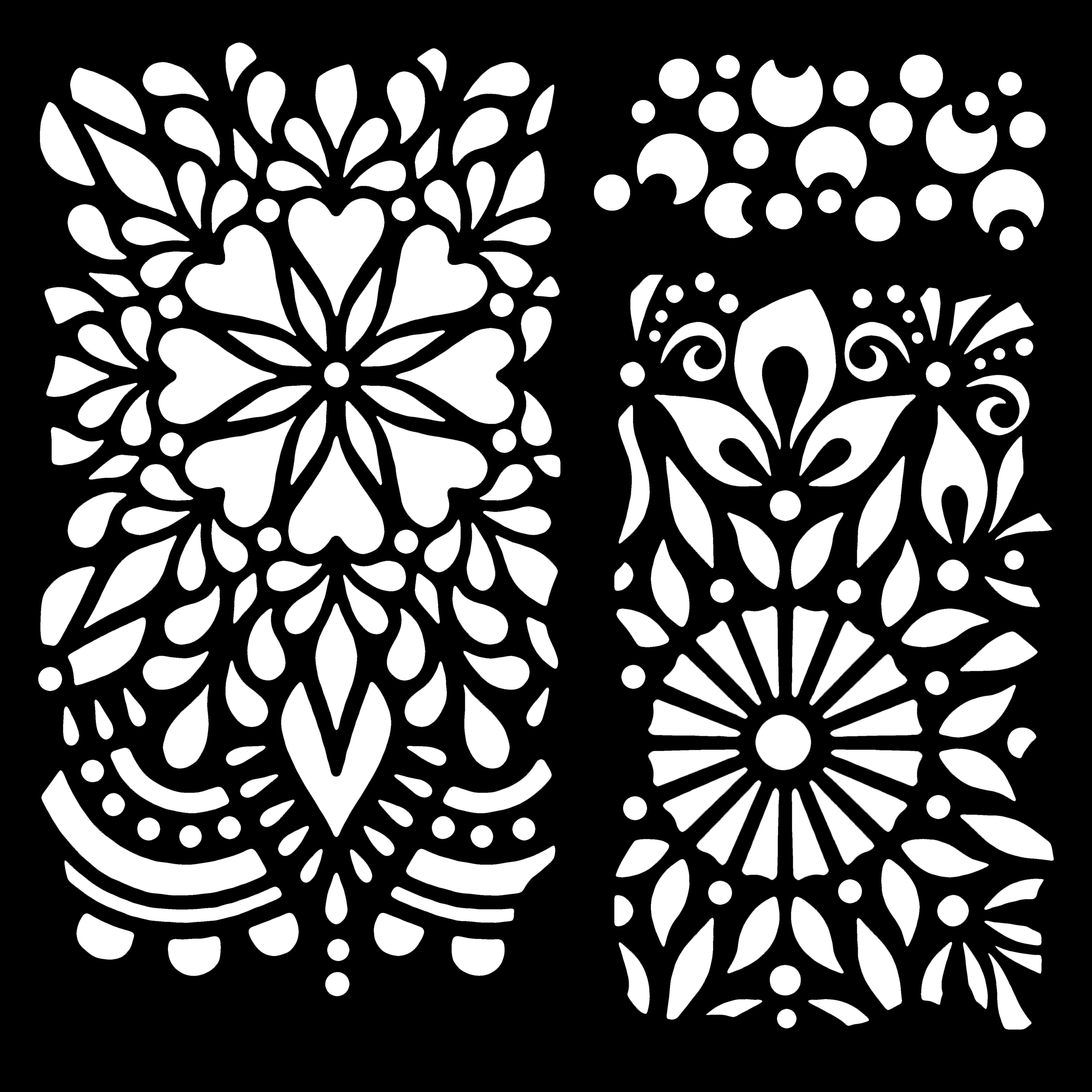 Woodware Floral Panels 6 in x 6 in Stencil
