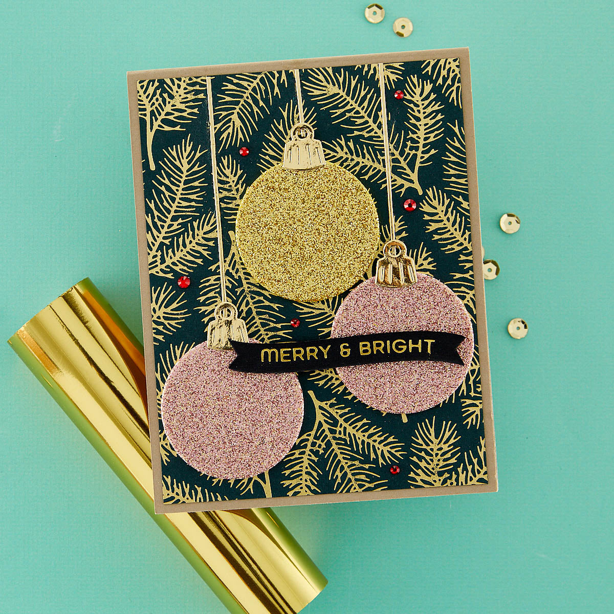 Pine Sprays Hot Foil Plate from the Glimmer for the Holidays Collection