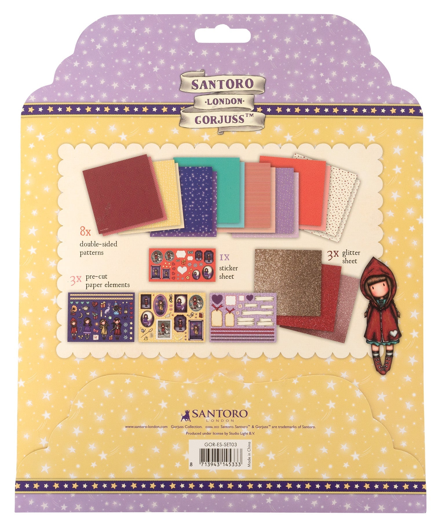 SAN Craft Set Paper, Stickers & Glitter Gorjuss Essentials 203x203x3mm 15 SH nr.03