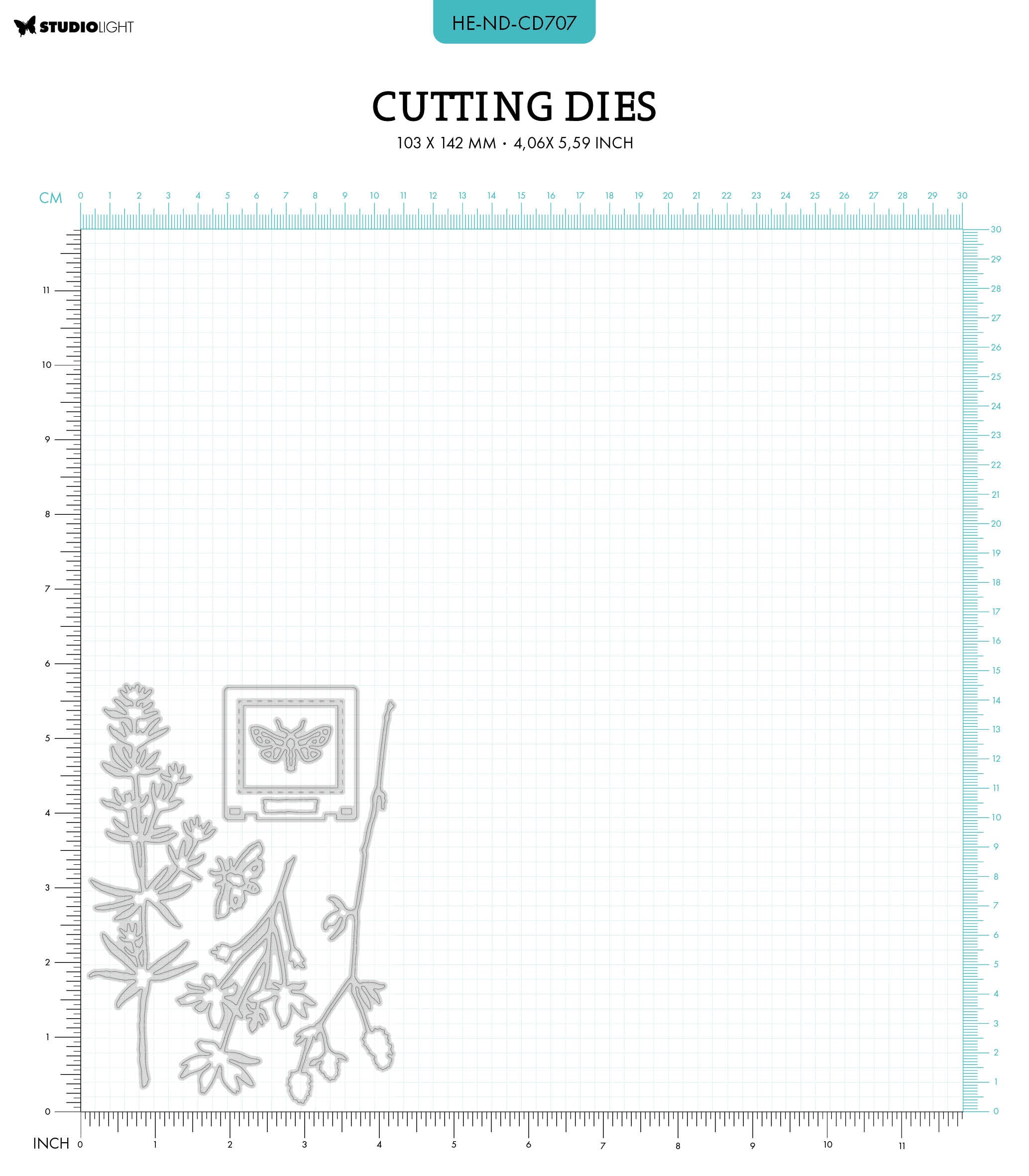 HEN Cutting Dies Long Botanical Twigs Natures Dream 103x142x1mm 8 PC nr.707