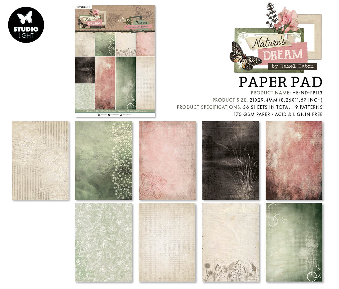 HEN Paper Pad Background Papers Natures Dream 210x294x5mm 36 SH nr.113