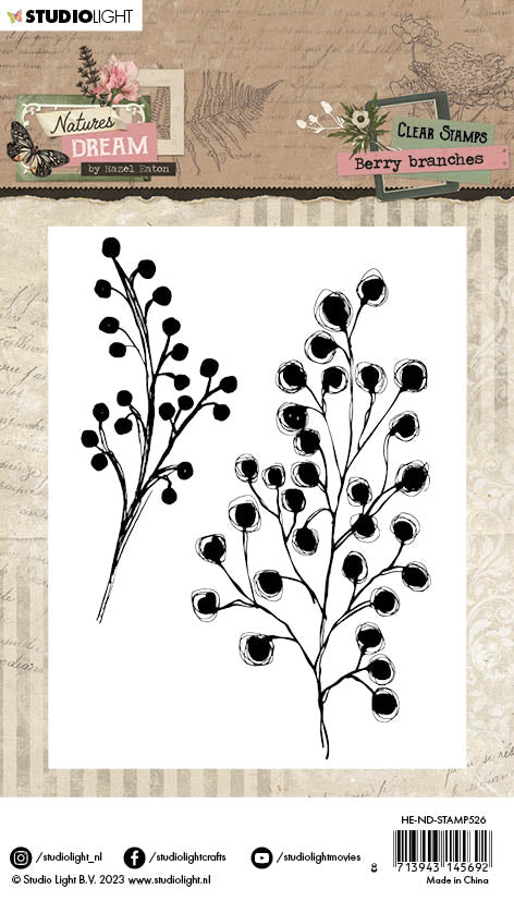 HEN Clear Stamp Berry Branches Natures Dream 62x93x3mm 2 PC nr.526