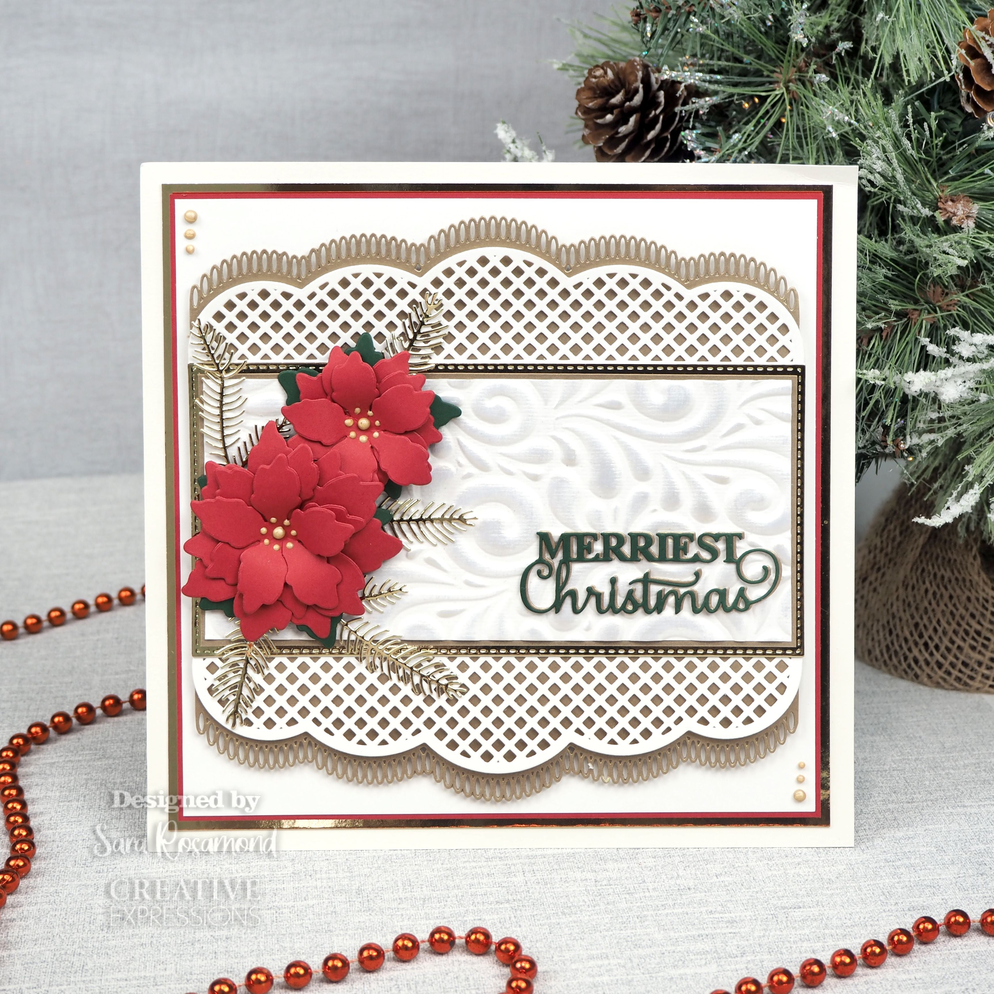 Creative Expressions Sue Wilson Festive Poinsettia Scalloped Border Craft Die