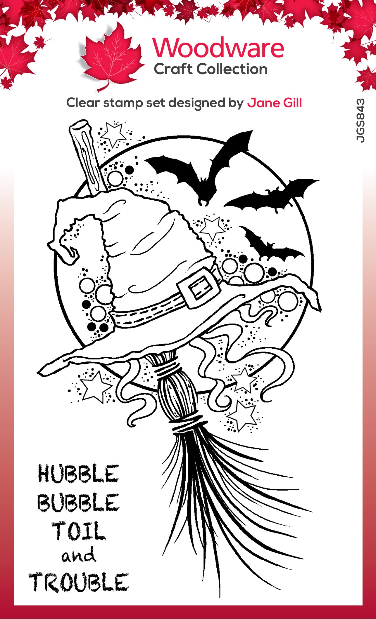 Woodware Clear Singles Witches Hat 4 in x 6 in Stamp Set