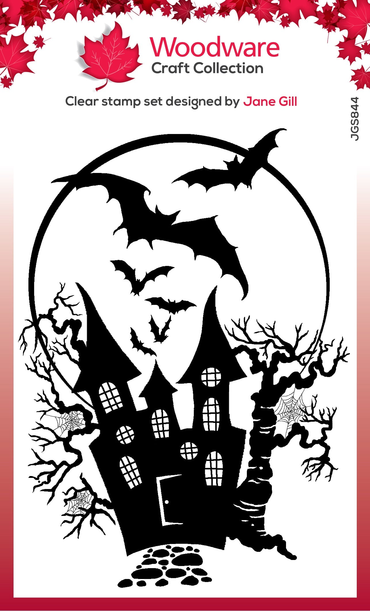 Woodware Clear Singles Haunted House 4 in x 6 in Stamp Set