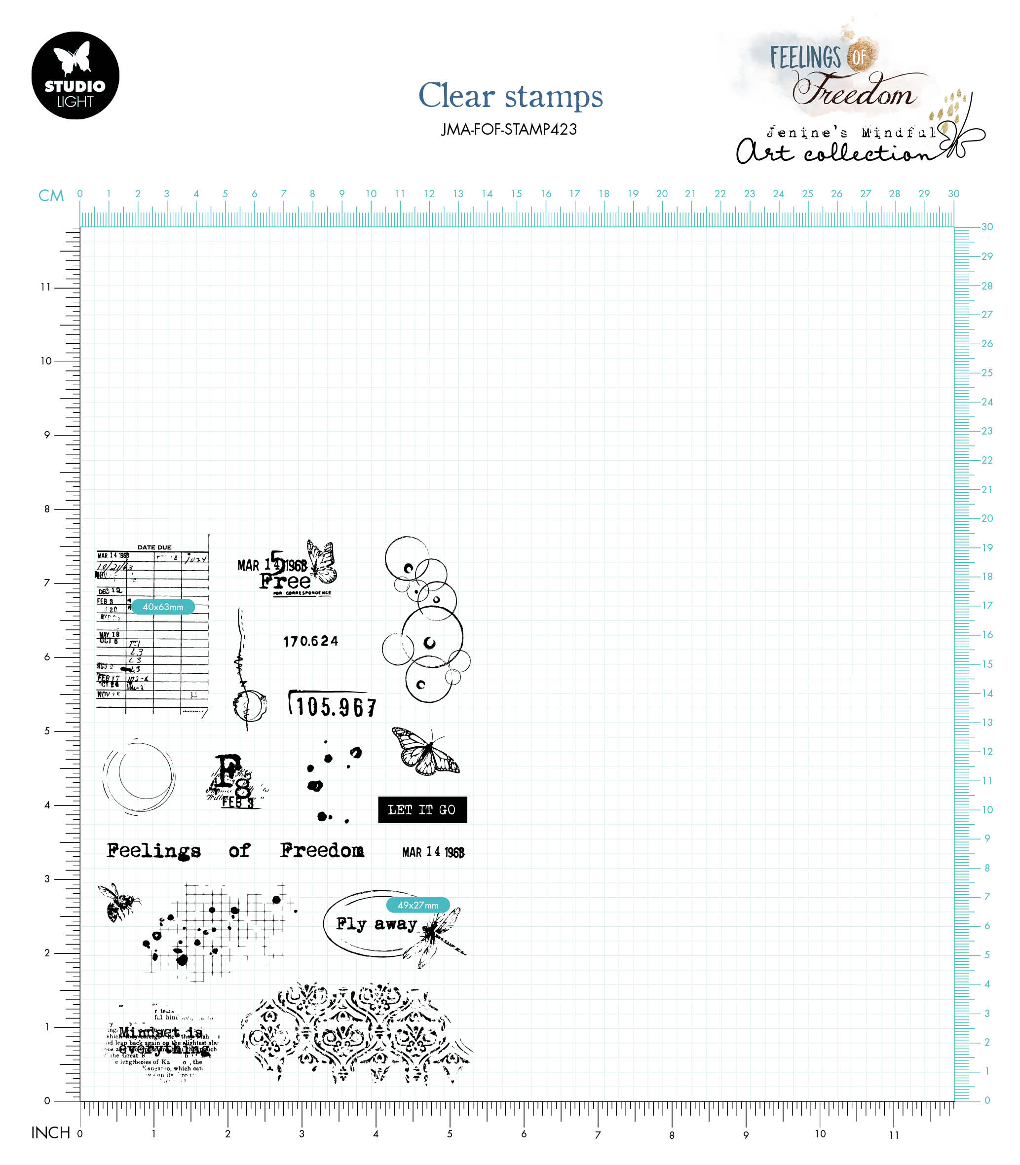 JMA Clear Stamp Enhancement Set Feelings Of Freedom 130x189x3mm 20 PC nr.423