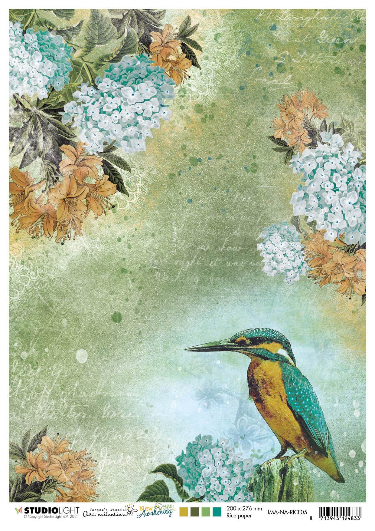 JMA Rice Paper Kingfisher, Flowers New Awakening 210X297mm nr.05