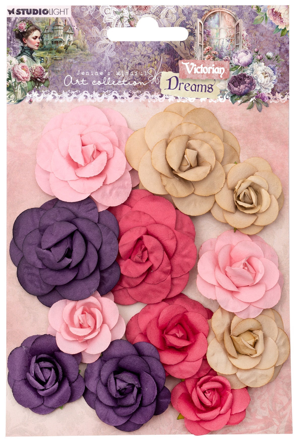 JMA Paper Flowers 3, 4 & 5 cm Victorian Dreams 12 PC
