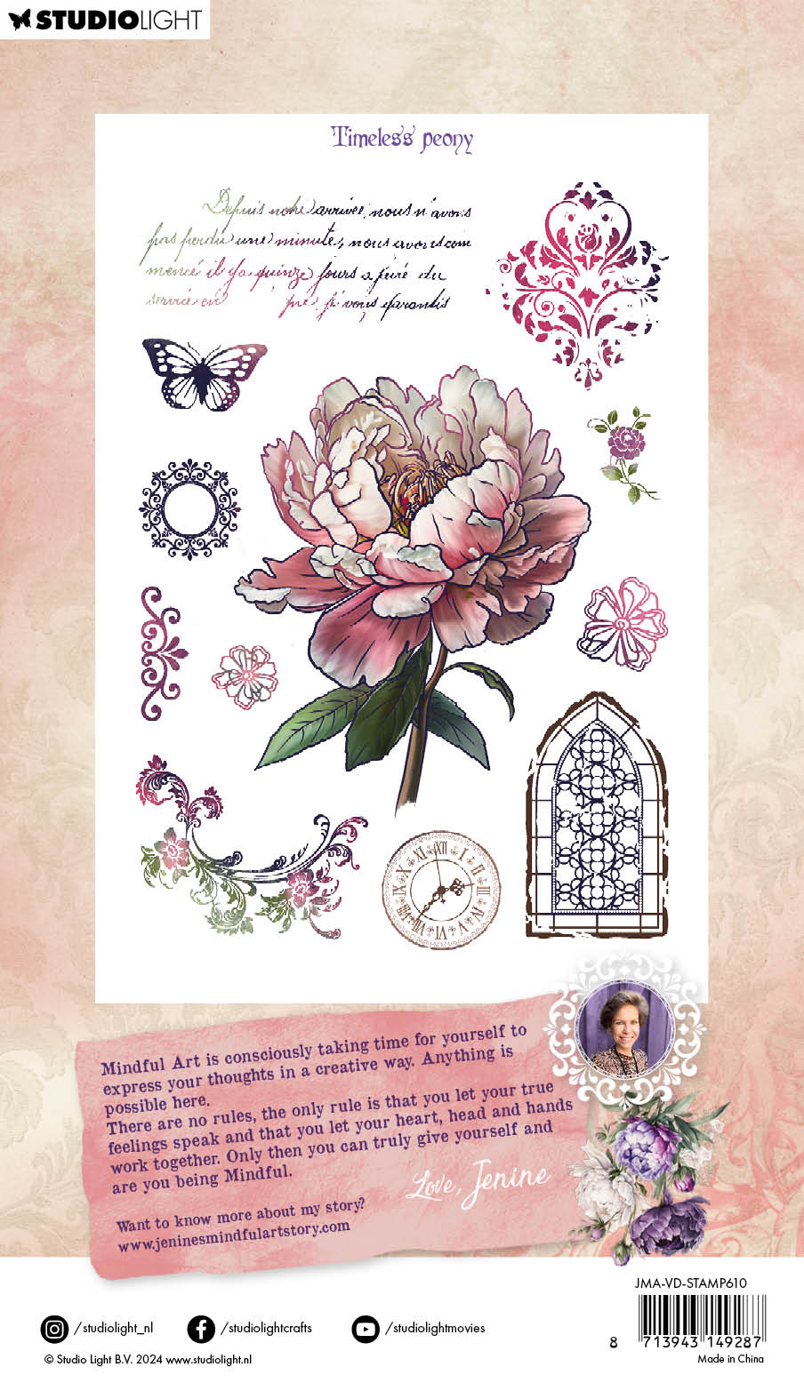 JMA Clear Stamp Timeless Peony Victorian Dreams 12 PC