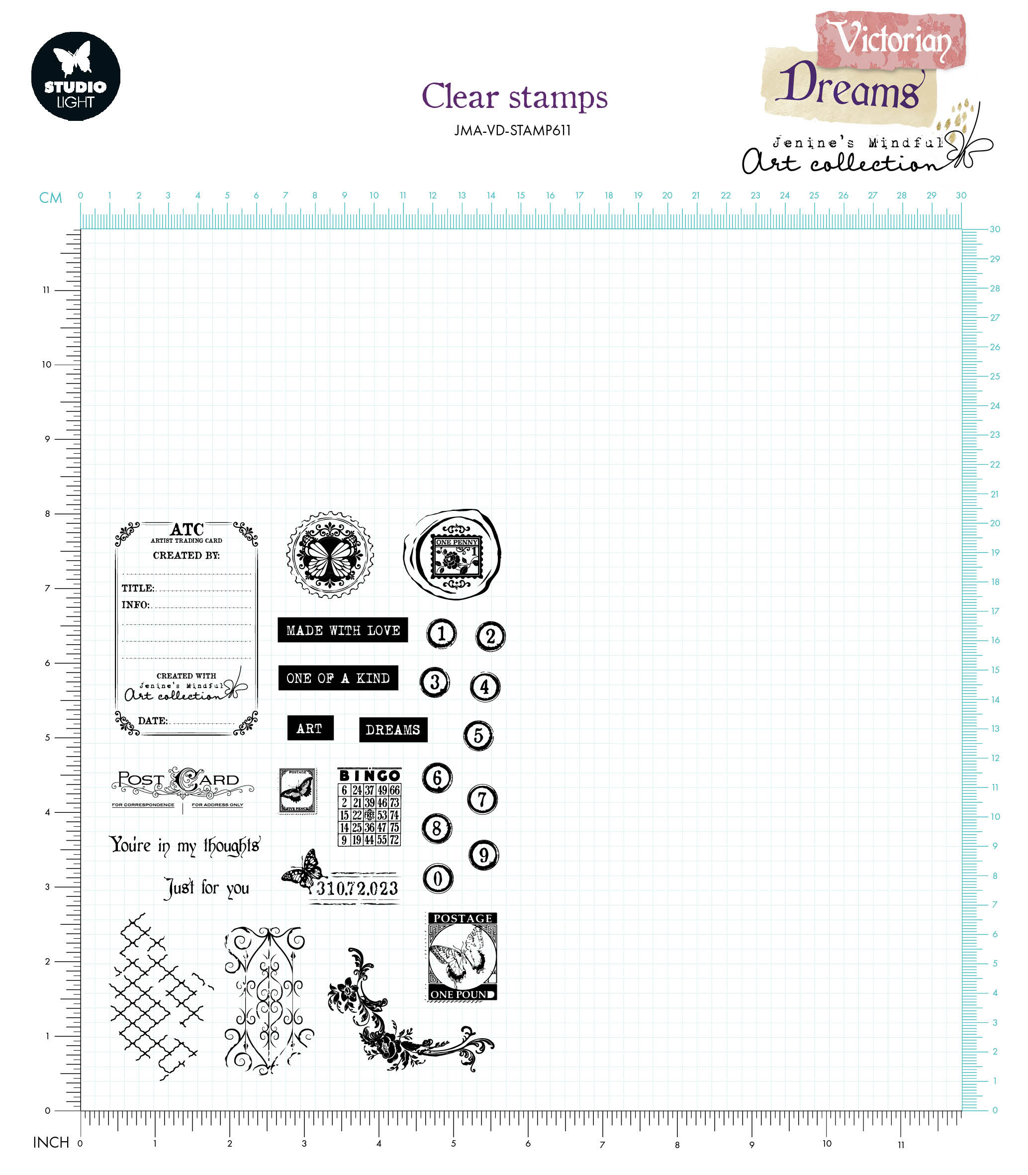 JMA Clear Stamp ATC Embellishments Victorian Dreams 27 PC