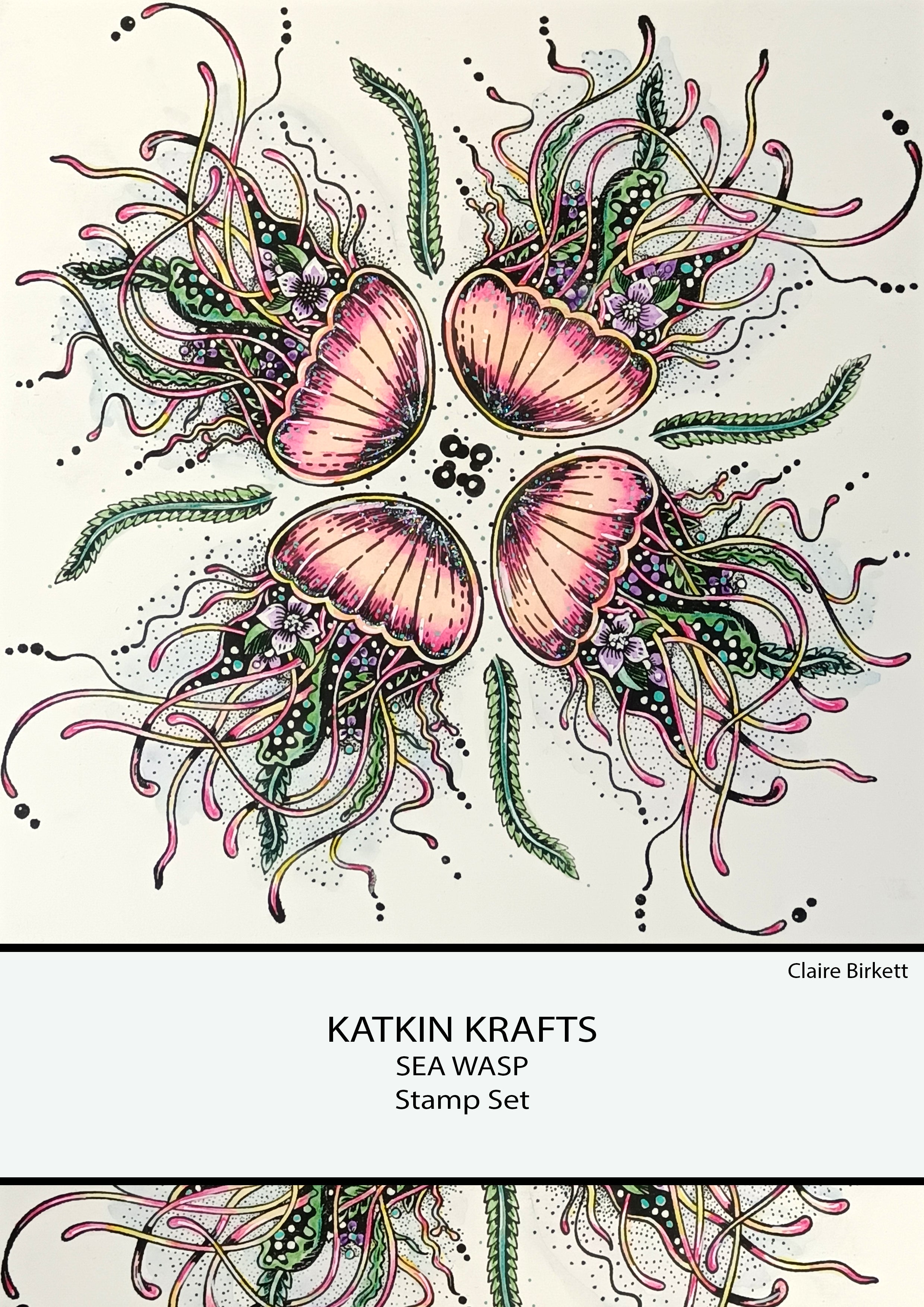 Katkin Krafts Sea Wasp 6 in x 8 in Clear Stamp Set