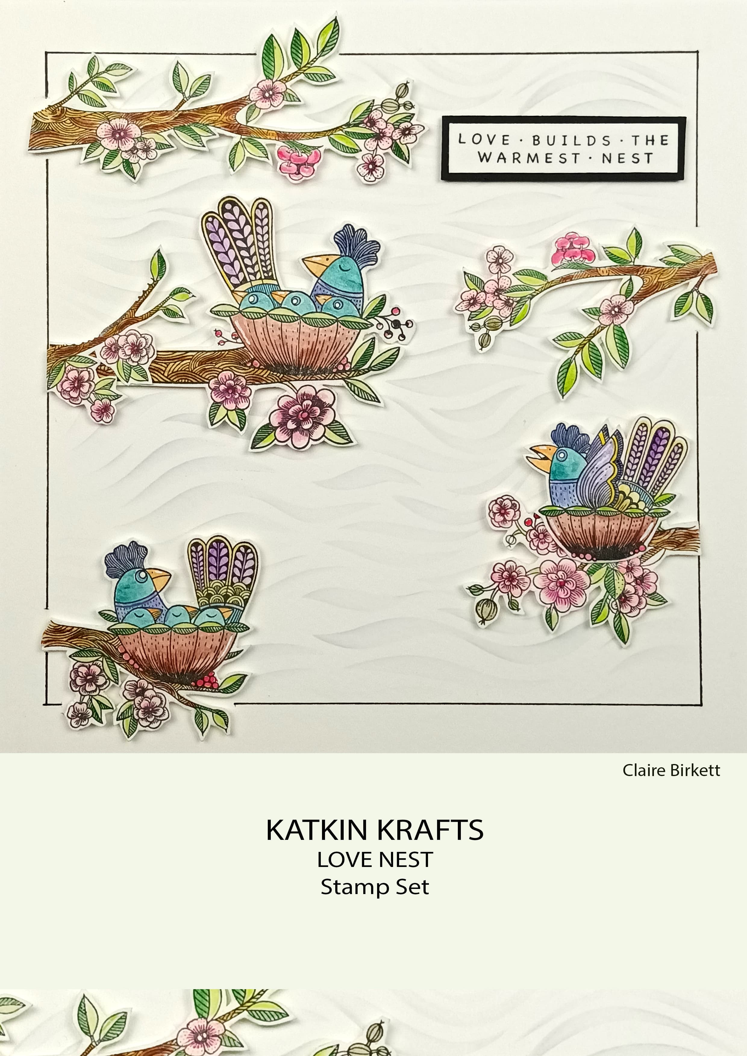 Katkin Krafts Love Nest 6 in x 8 in Clear Stamp Set